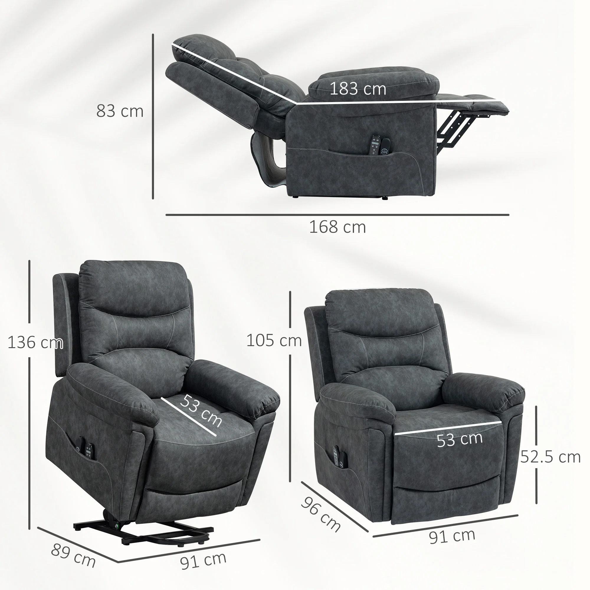 HOMCOM Massage Recliner Chair, Lift Chair With Heat, USB, Remote - Image 12