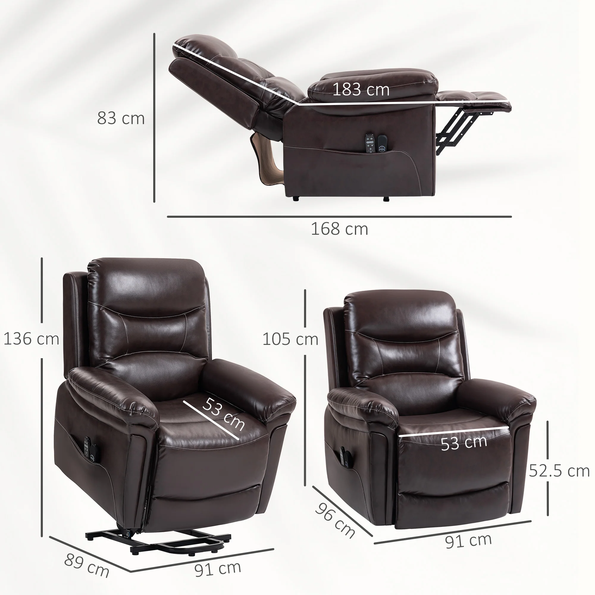 HOMCOM Massage Recliner Chair, Lift Chair With Heat, USB, Remote - Image 3