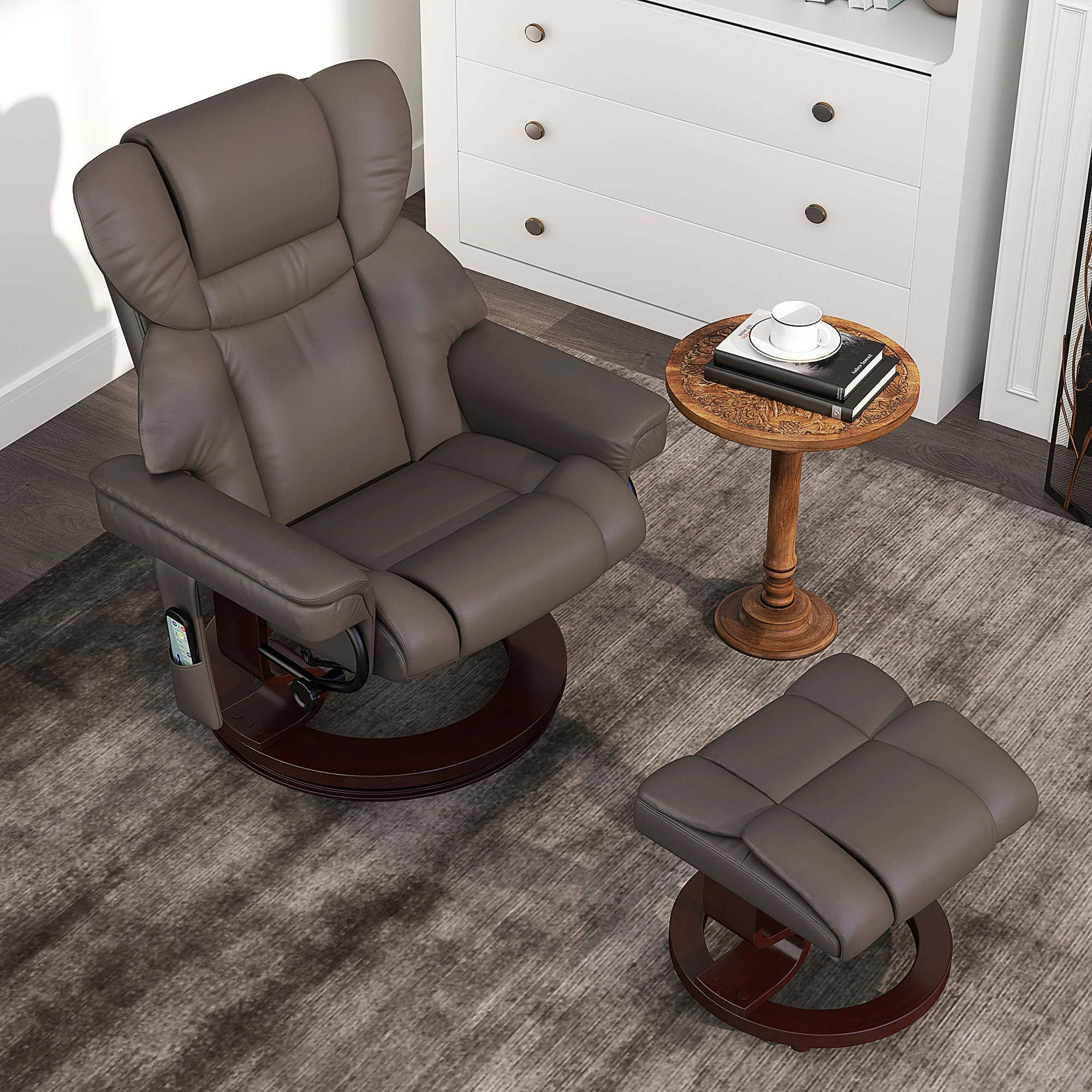 HOMCOM Massage Recliner Chair with Footstool and Adjustable Backrest - Image 11