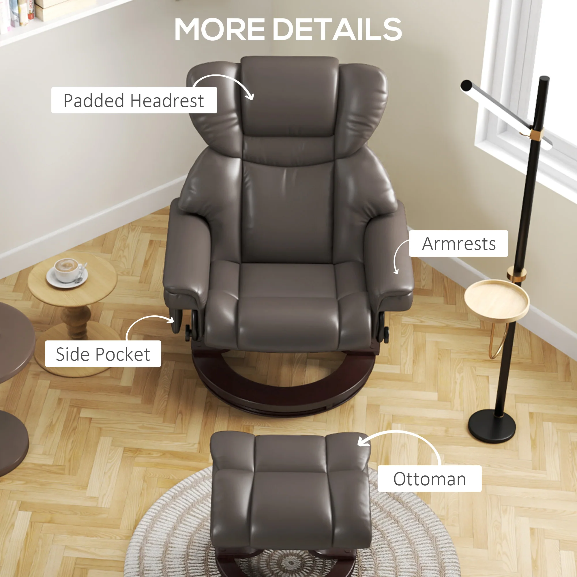 HOMCOM Massage Recliner Chair with Footstool and Adjustable Backrest - Image 16