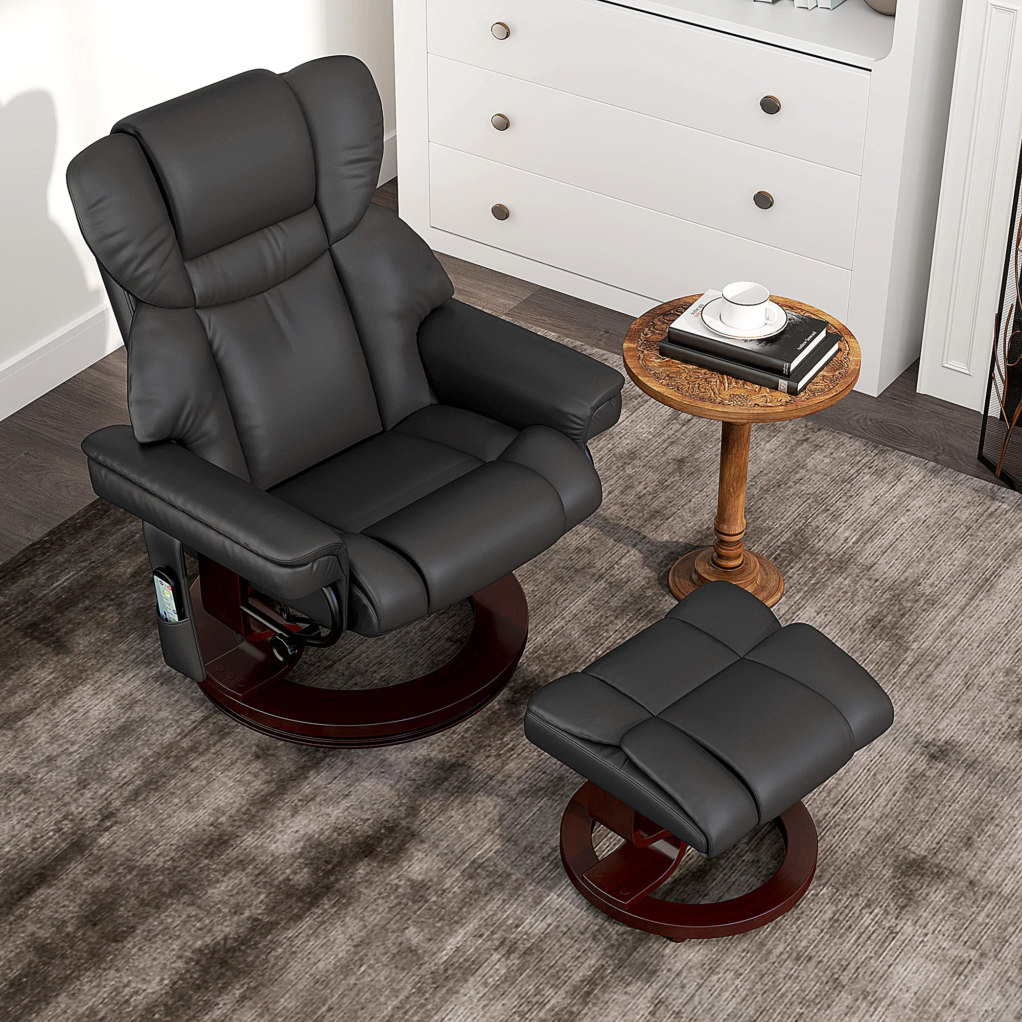 HOMCOM Massage Recliner Chair with Footstool and Adjustable Backrest - Image 2