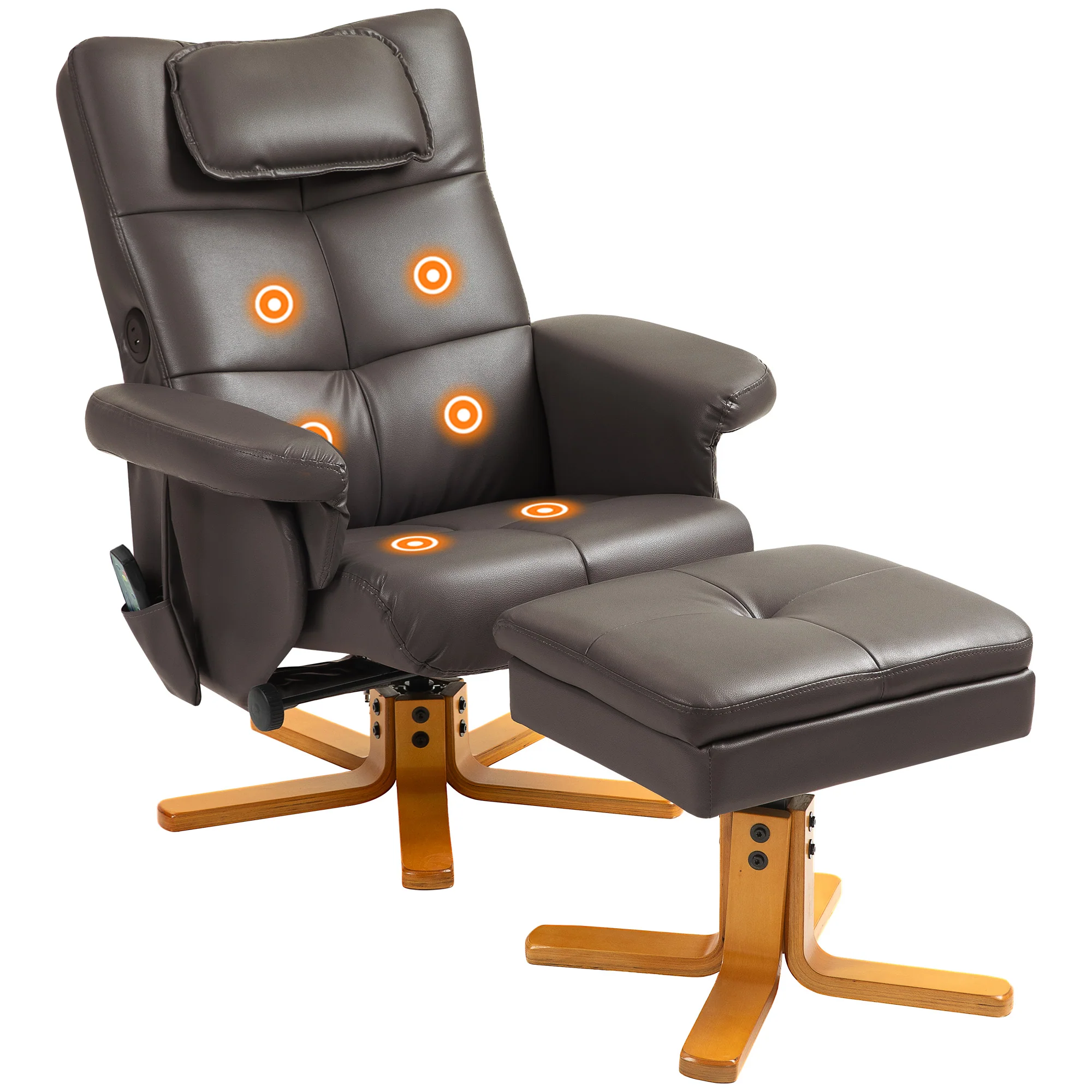 HOMCOM Massage Recliner Chair with Footstool and Hidden Storage - Image 10
