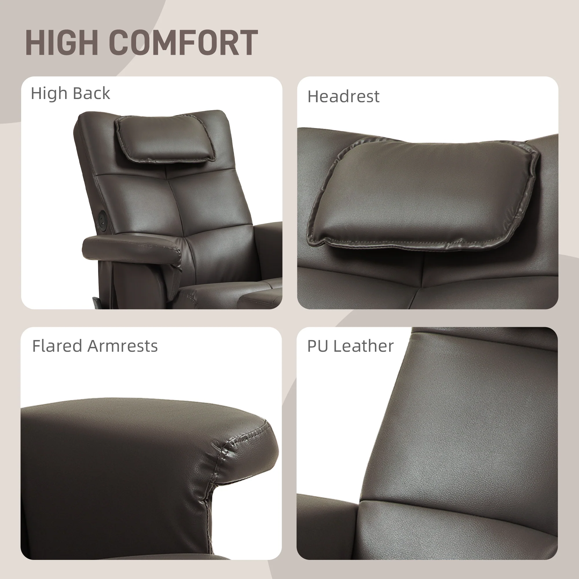 HOMCOM Massage Recliner Chair with Footstool and Hidden Storage - Image 17