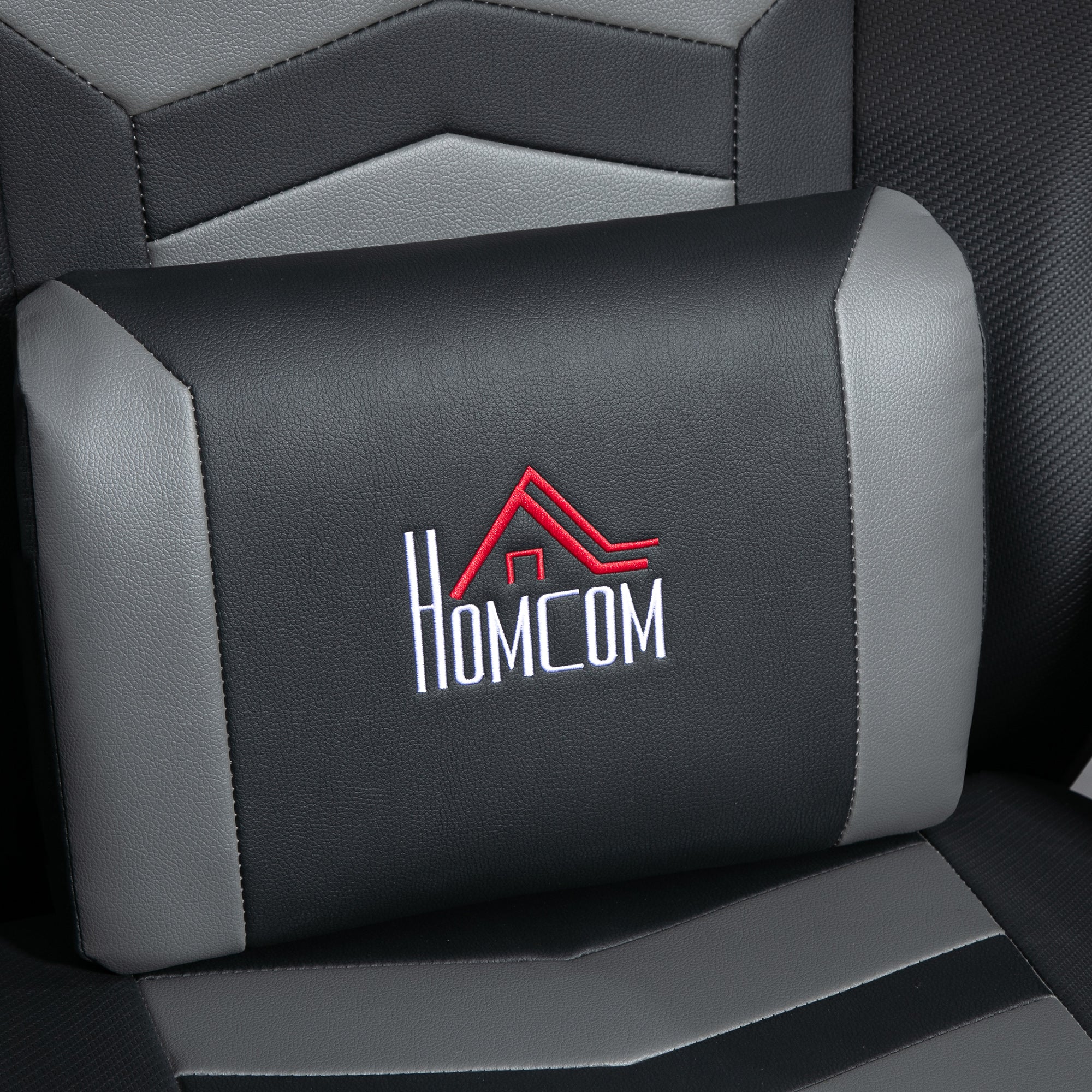 HOMCOM Massage Recliner Chair with Remote, PU Leather Recliner Armchair Grey - Image 8