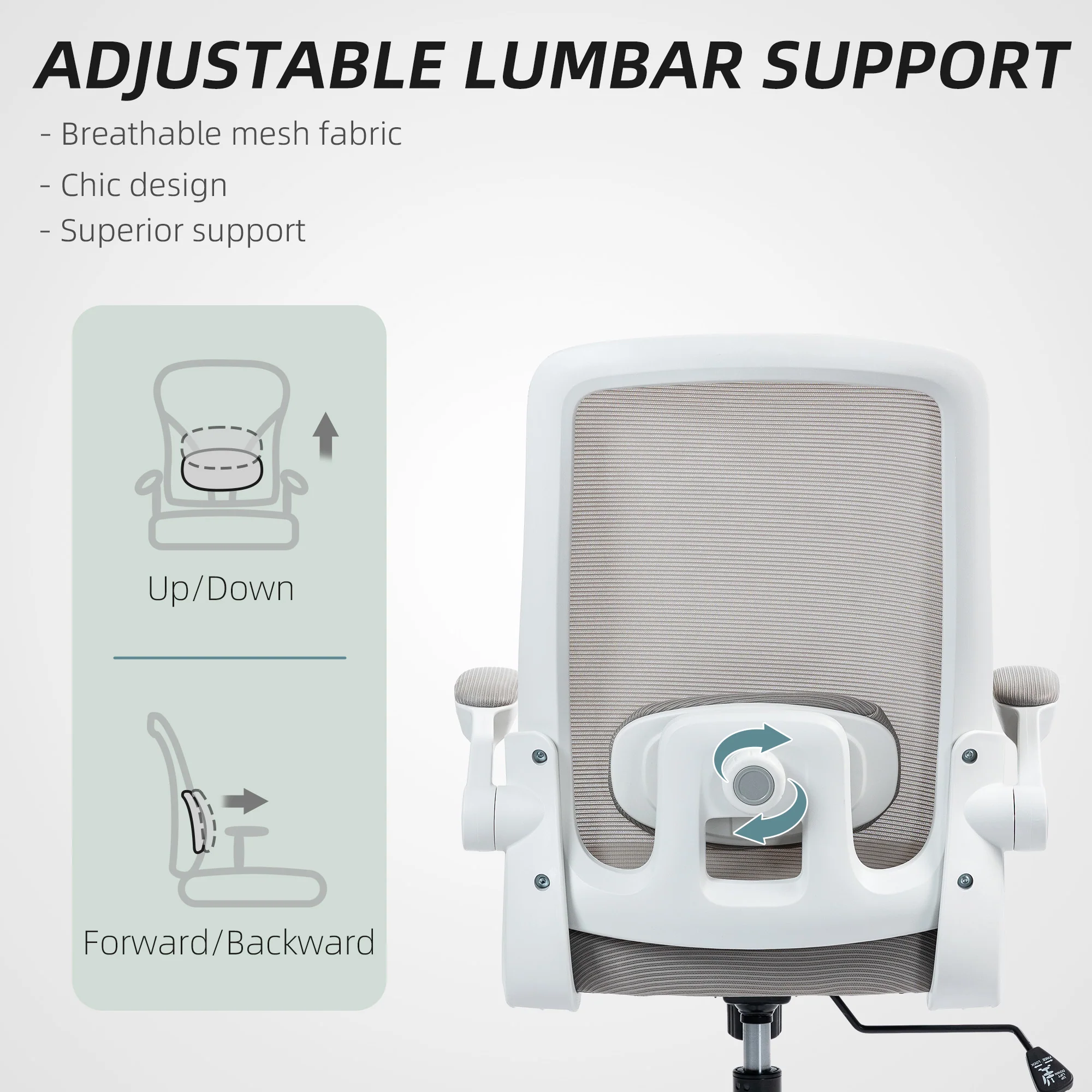 HOMCOM Mesh Desk Chair With Tilt Function, Lumbar Support - Image 13