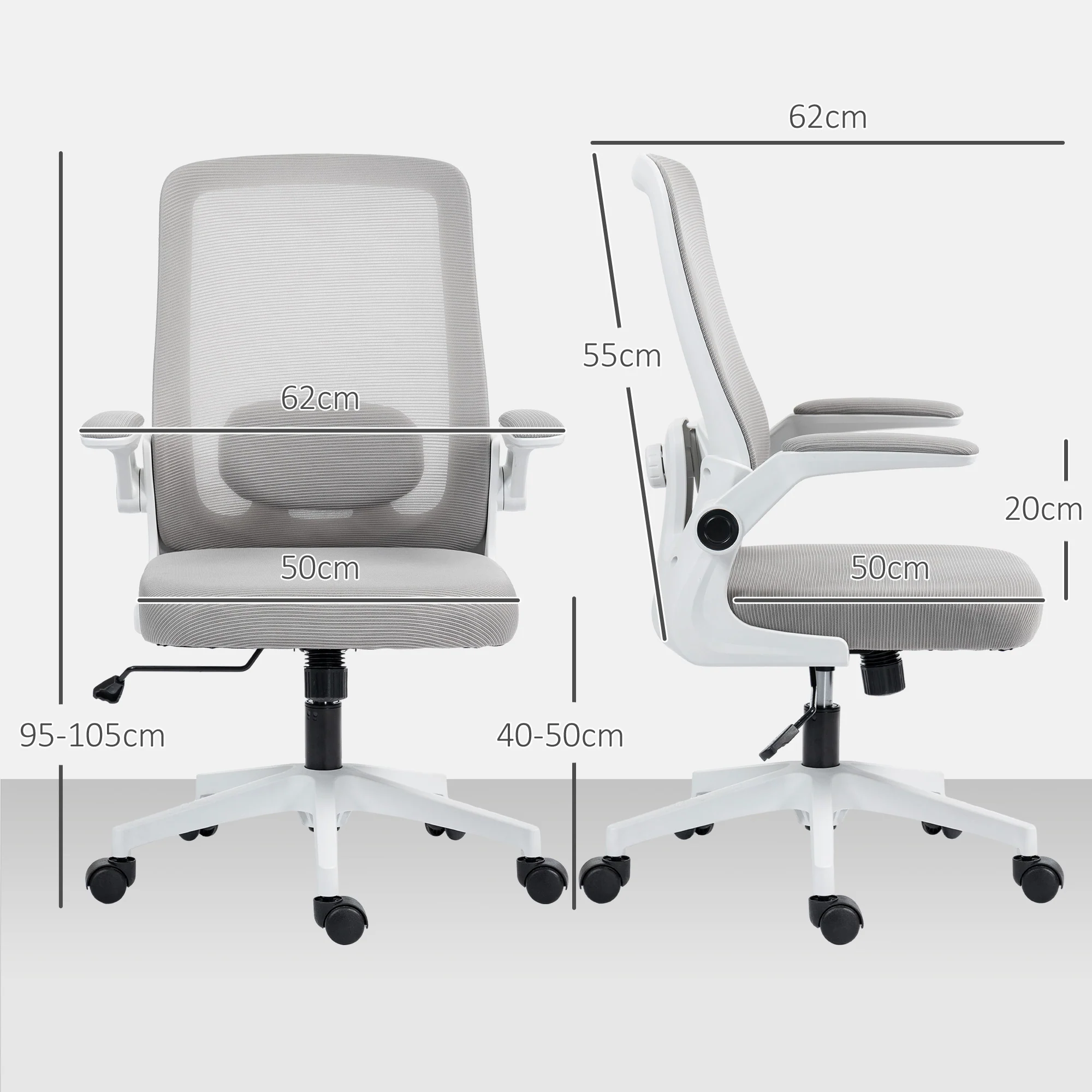 HOMCOM Mesh Desk Chair With Tilt Function, Lumbar Support - Image 14