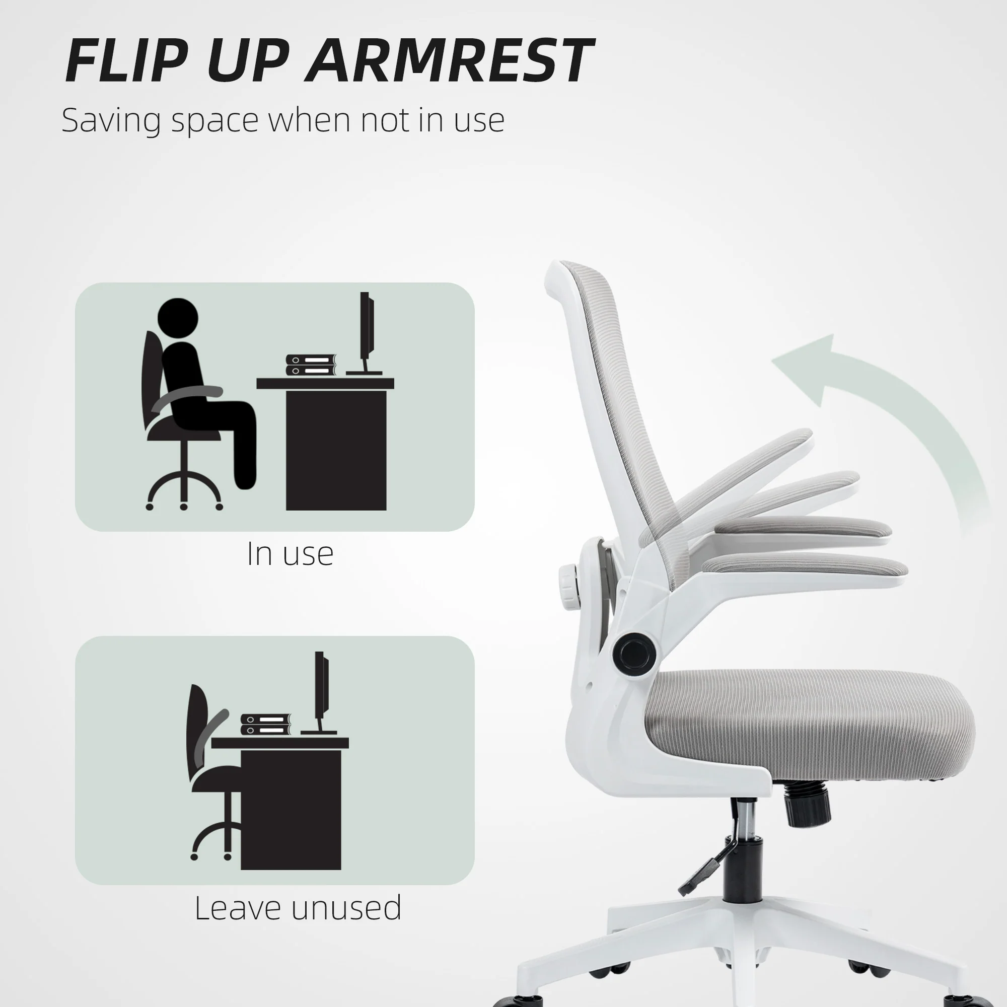 HOMCOM Mesh Desk Chair With Tilt Function, Lumbar Support - Image 15