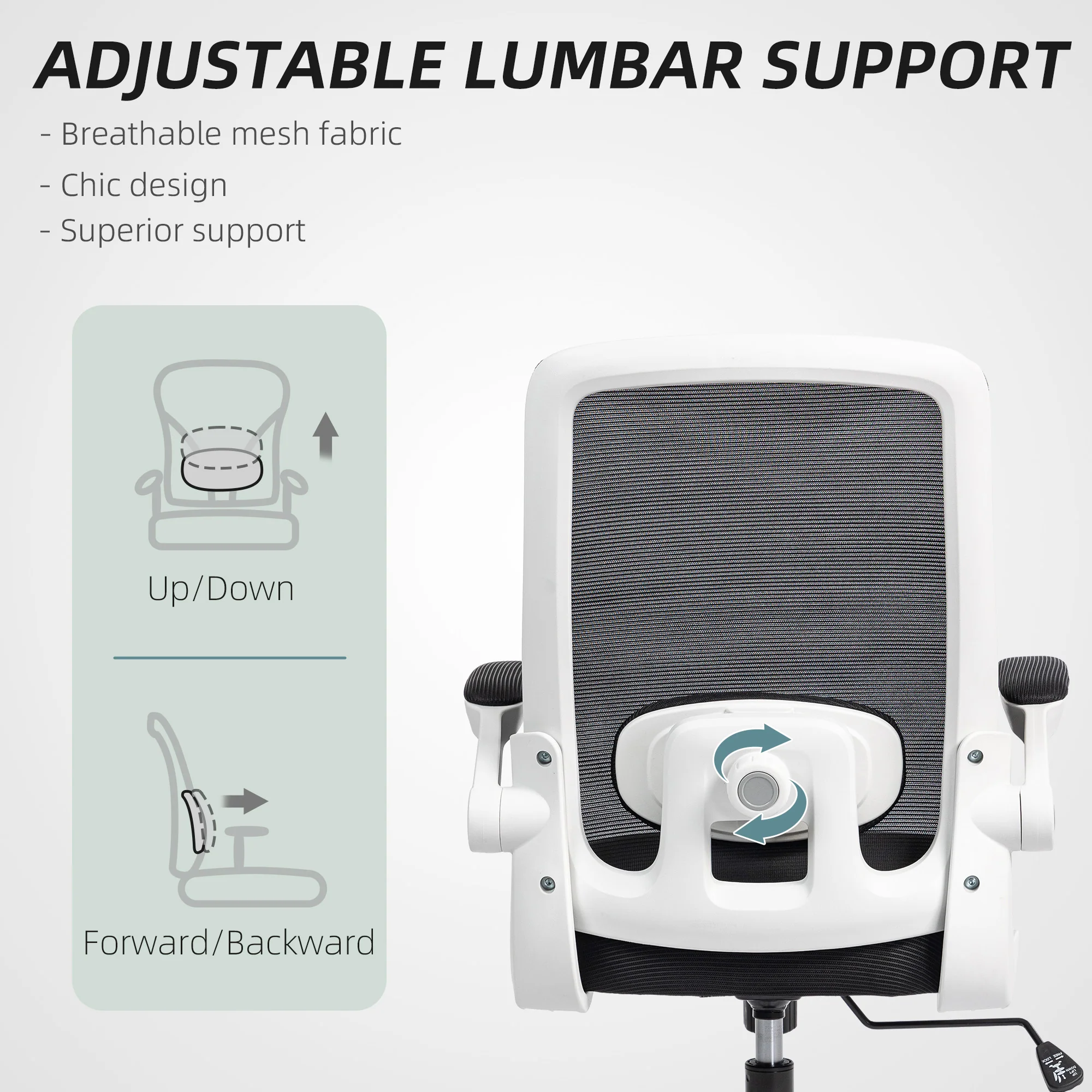 HOMCOM Mesh Desk Chair With Tilt Function, Lumbar Support - Image 4