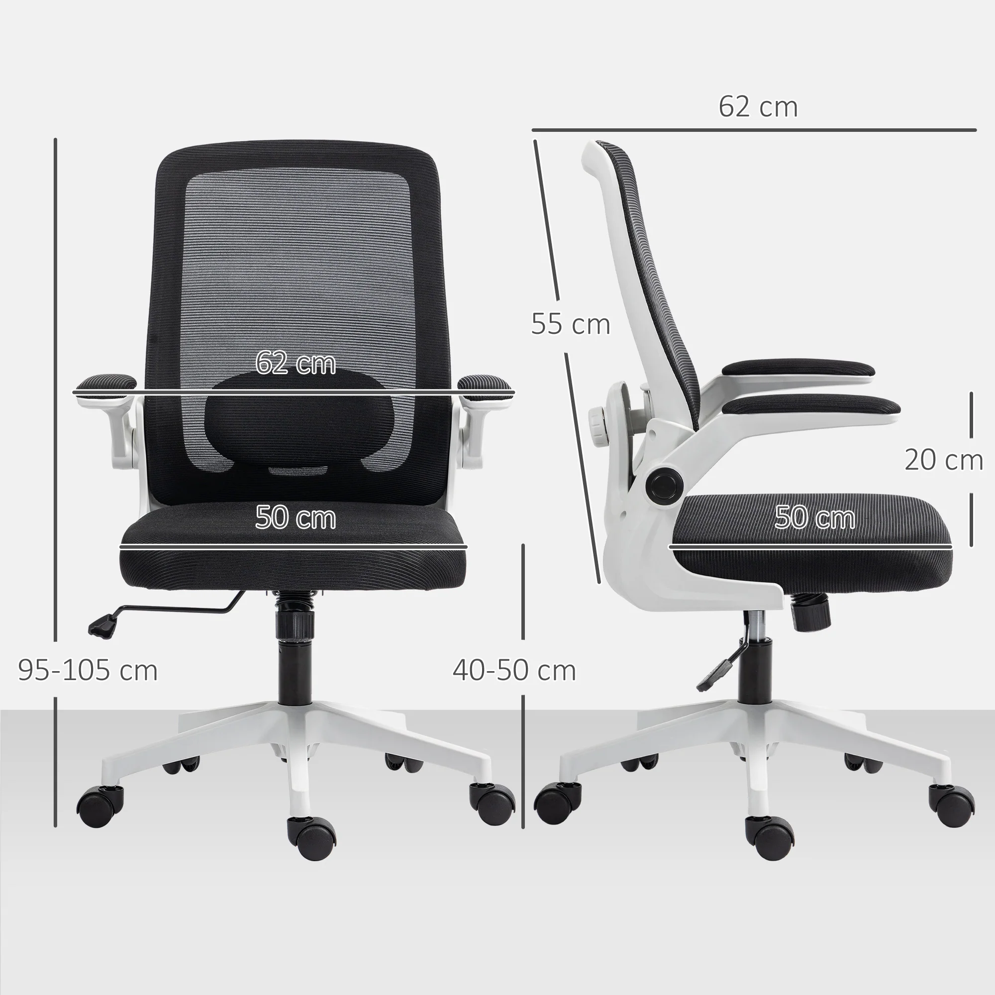 HOMCOM Mesh Desk Chair With Tilt Function, Lumbar Support - Image 5