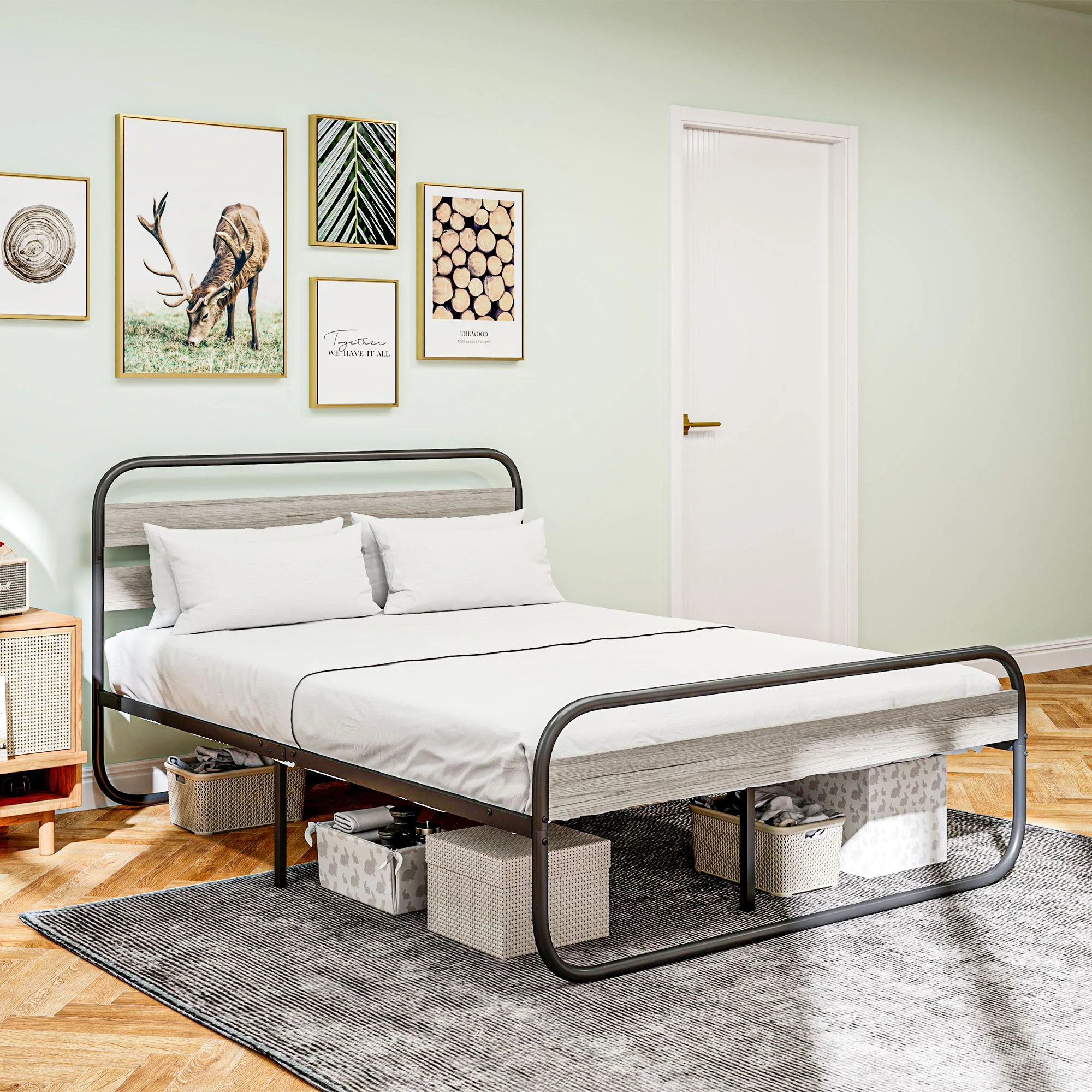 HOMCOM Metal Platform Bed Frame with Under Bed Storage - Image 16