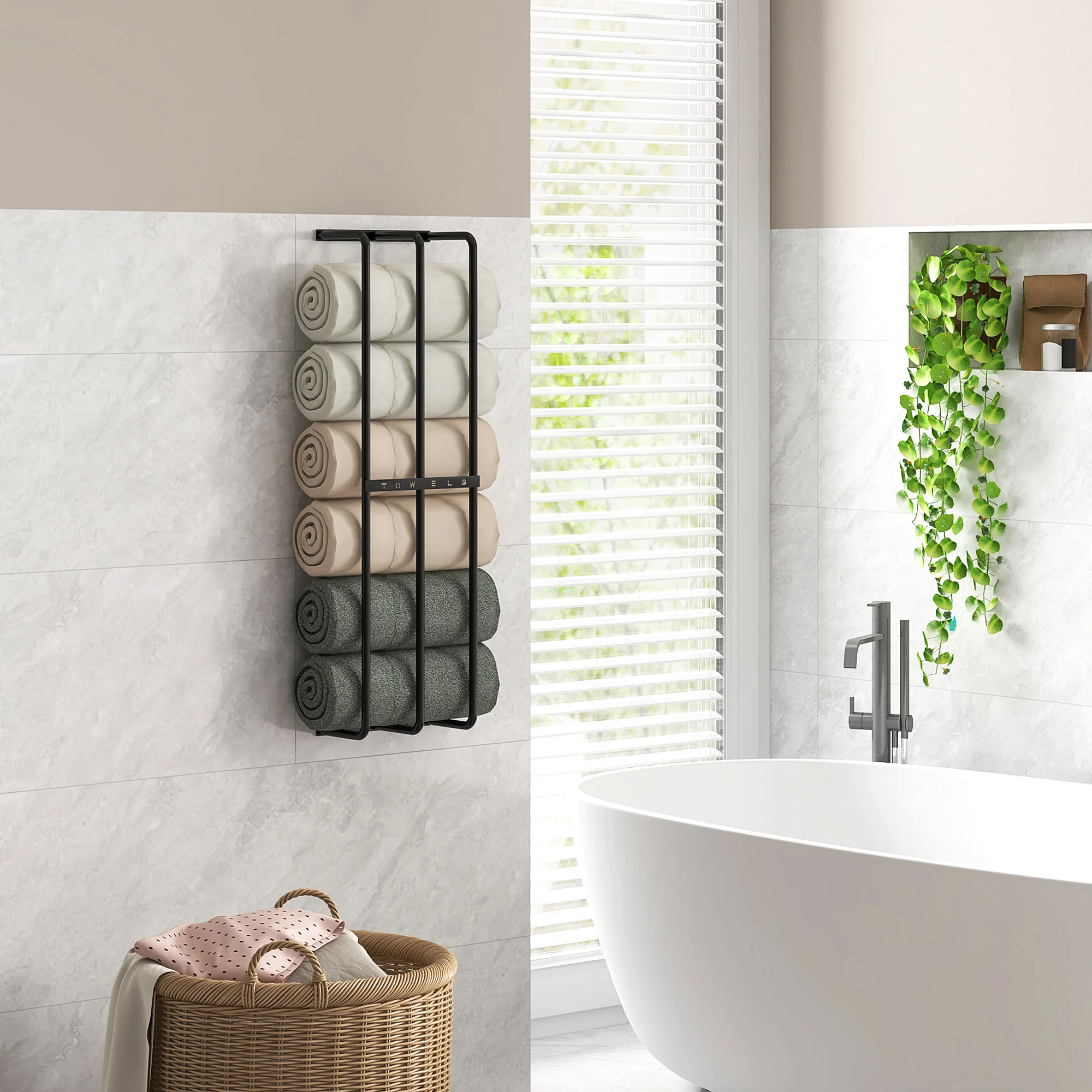 HOMCOM Metal Towel Rack Wall Mounted, 3 Bar Towel Rail For Bathroom, Black - Image 7
