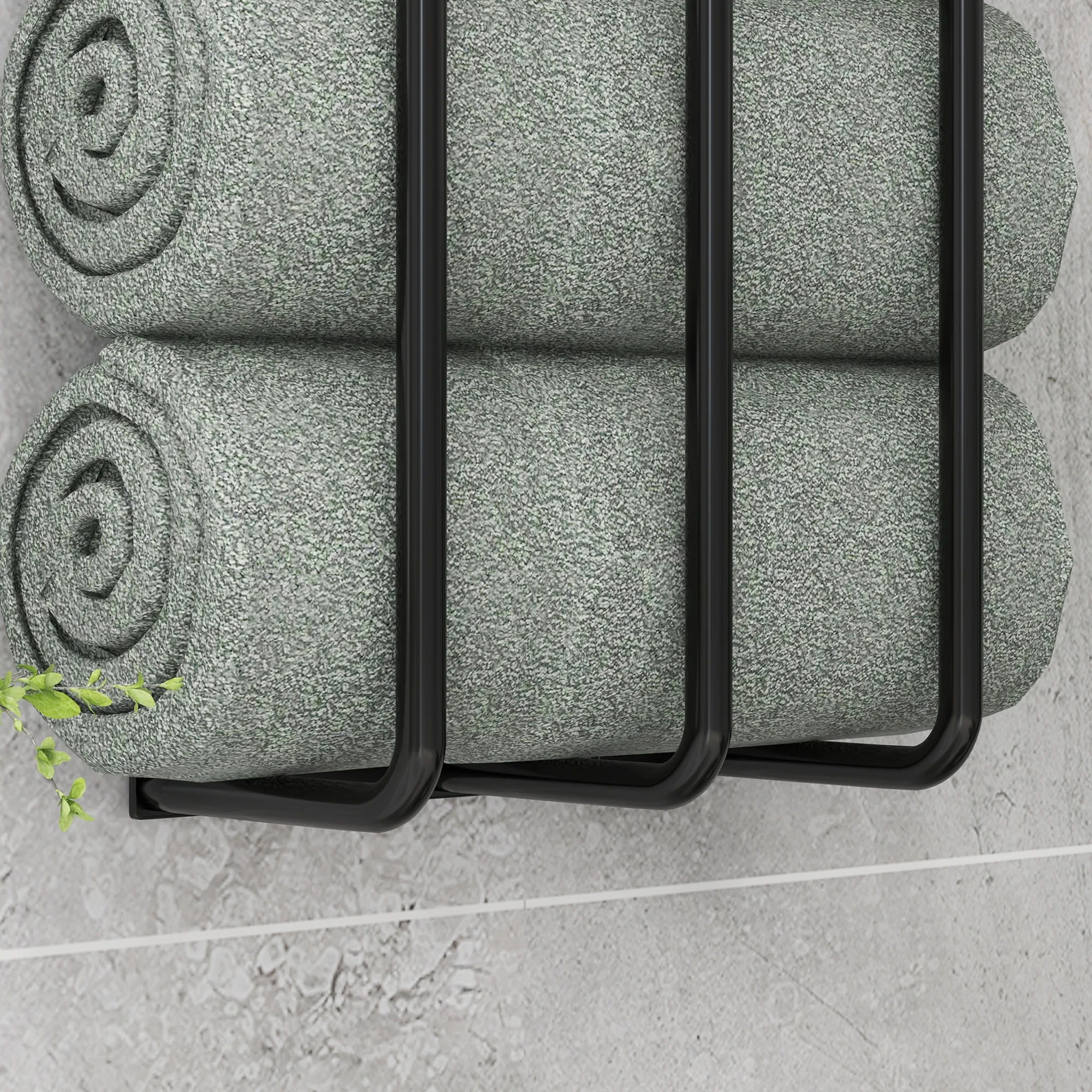 HOMCOM Metal Towel Rack Wall Mounted, 3 Bar Towel Rail For Bathroom, Black - Image 9