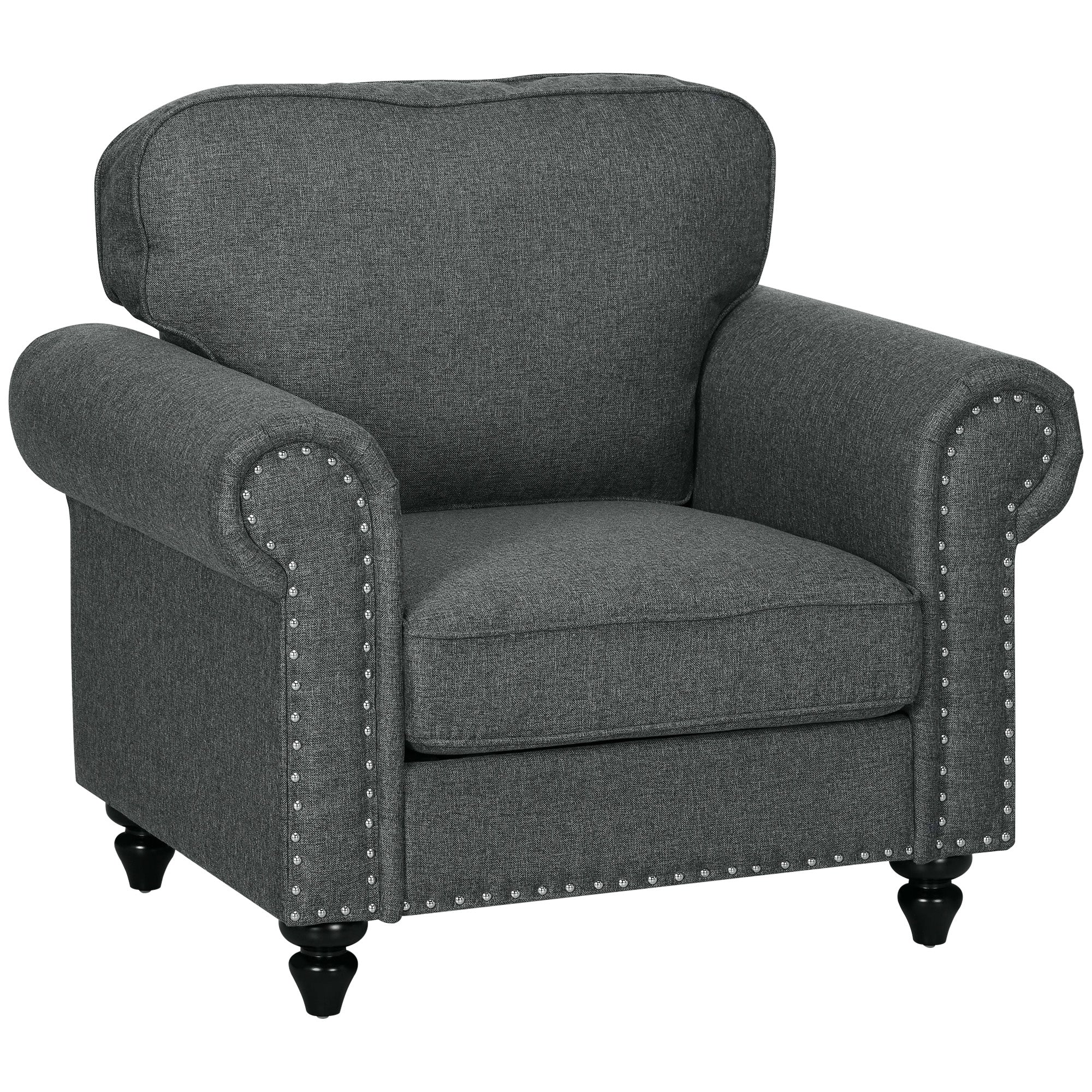 HOMCOM Mid-Century Armchair Upholstered Accent Chair w/ Wood Frame, Brown - Image 10