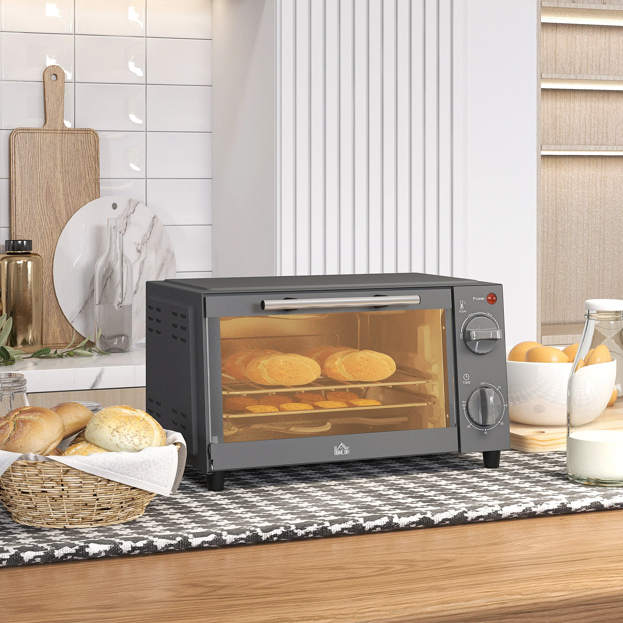 HOMCOM Mini Oven 9L Countertop Electric Grill W/ Temp Timer Control 750W - Image 11
