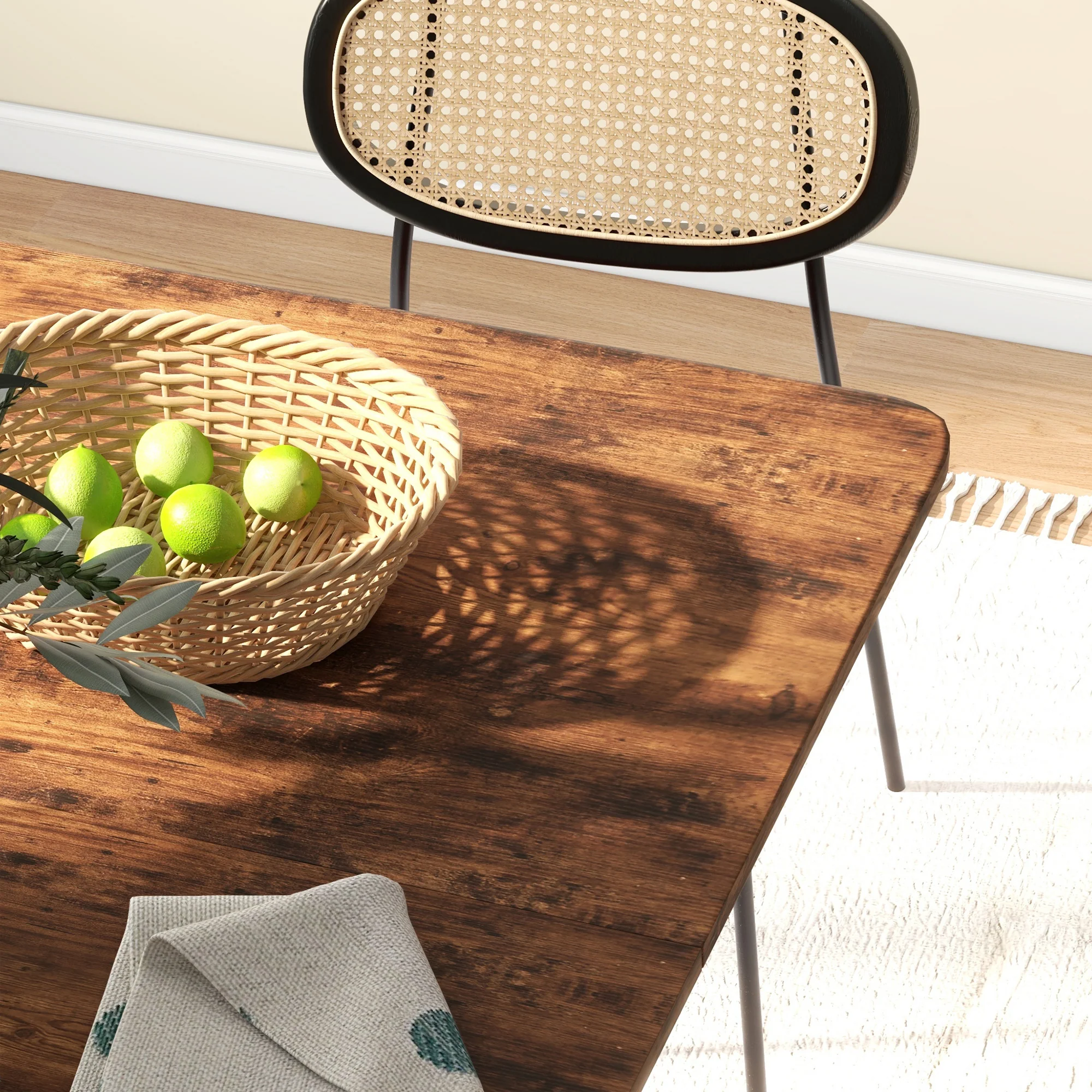 HOMCOM Mobile Drop Leaf Dining Table On Wheels With Storage Shelf Rustic Brown - Image 9