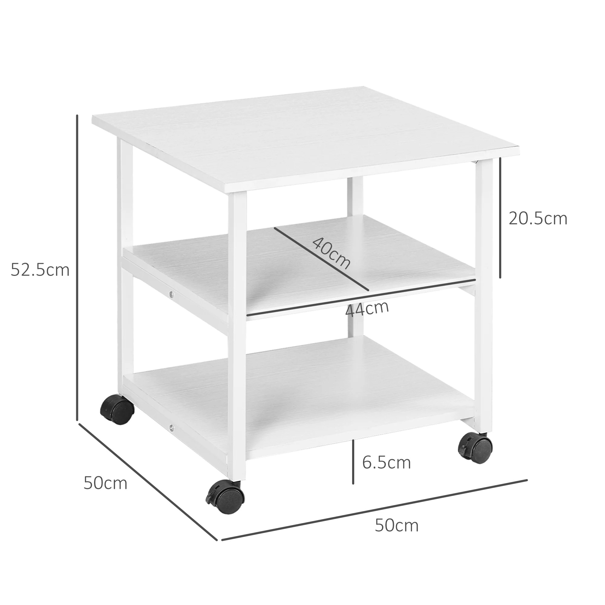HOMCOM Mobile Printer Stand with Storage Printer Table for Home Office White - Image 6