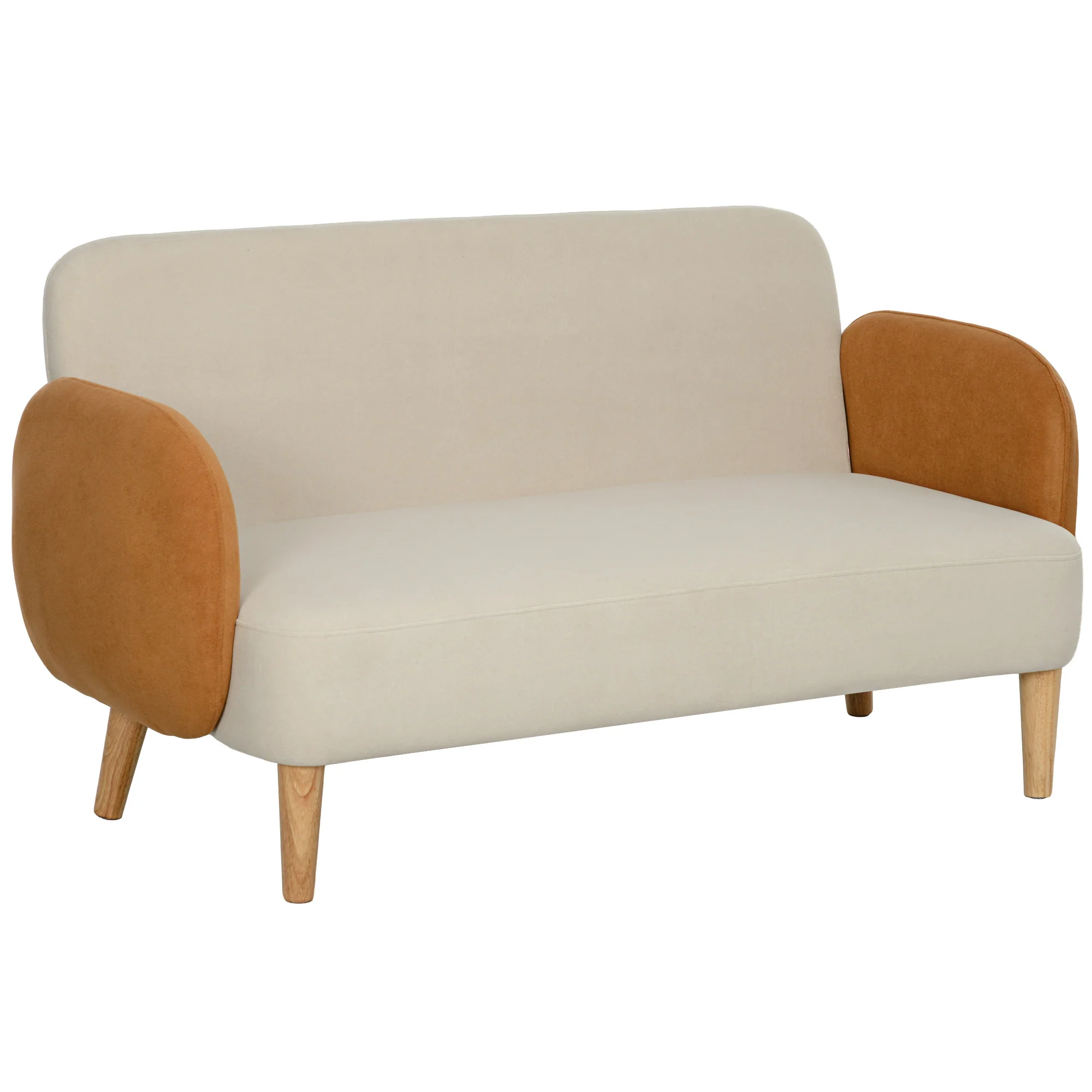 HOMCOM Modern 2 Seater Sofa W/ Rubber Wood Legs 130 X 74 X 76cm