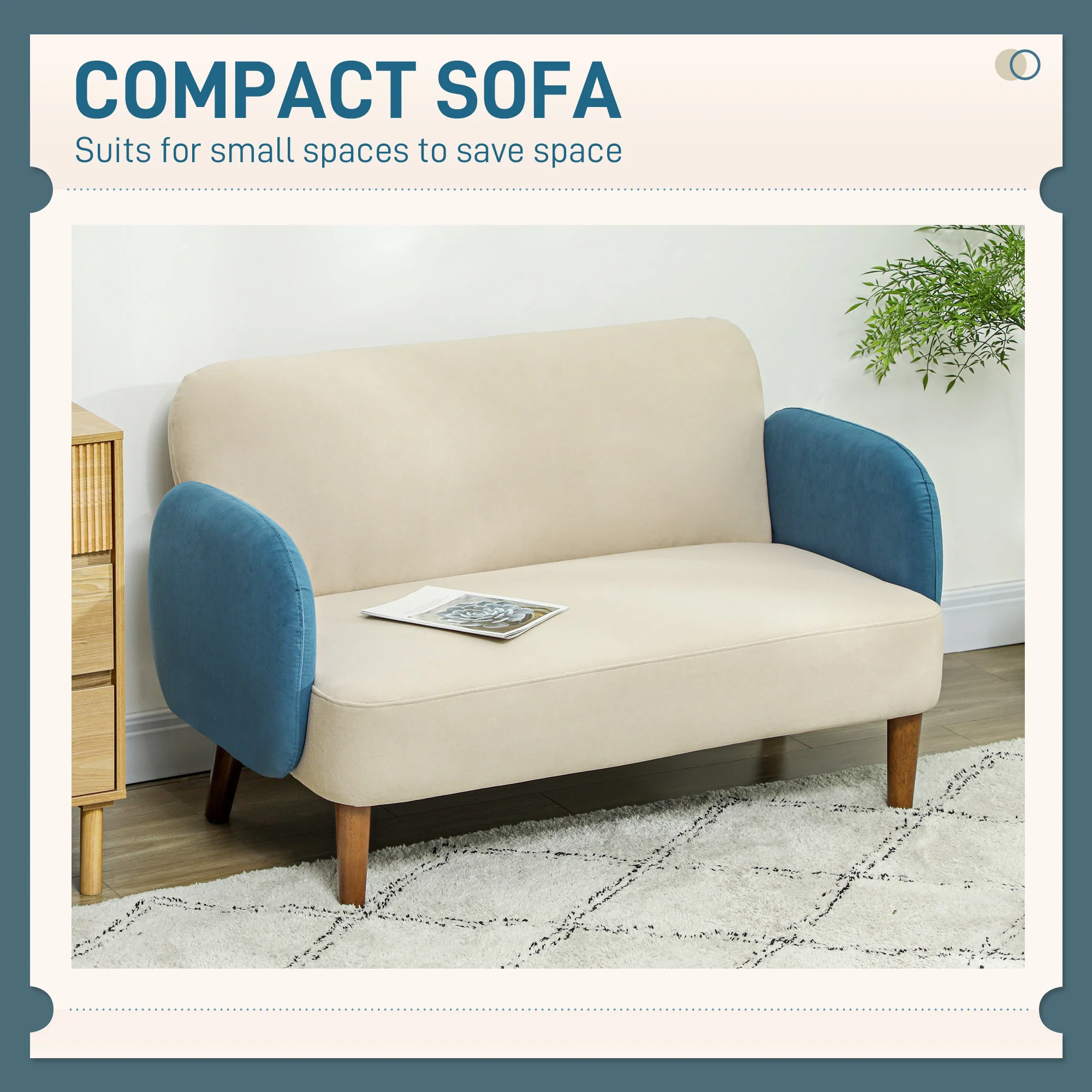 HOMCOM Modern 2 Seater Sofa W/ Rubber Wood Legs 130 X 74 X 76cm - Image 16