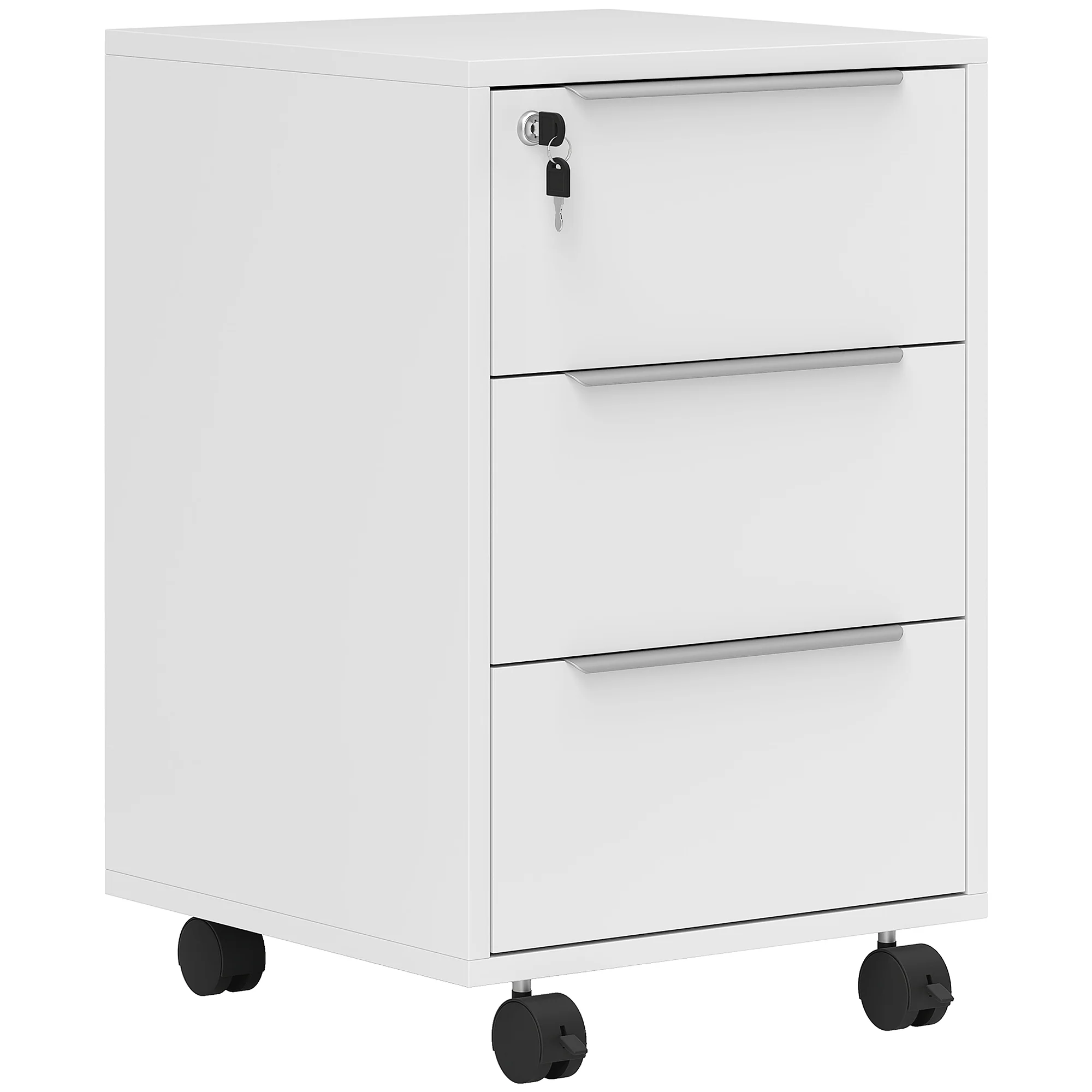 HOMCOM Modern 3-Drawer Locking File Cabinet Mobile Filing Cabinet - Image 10
