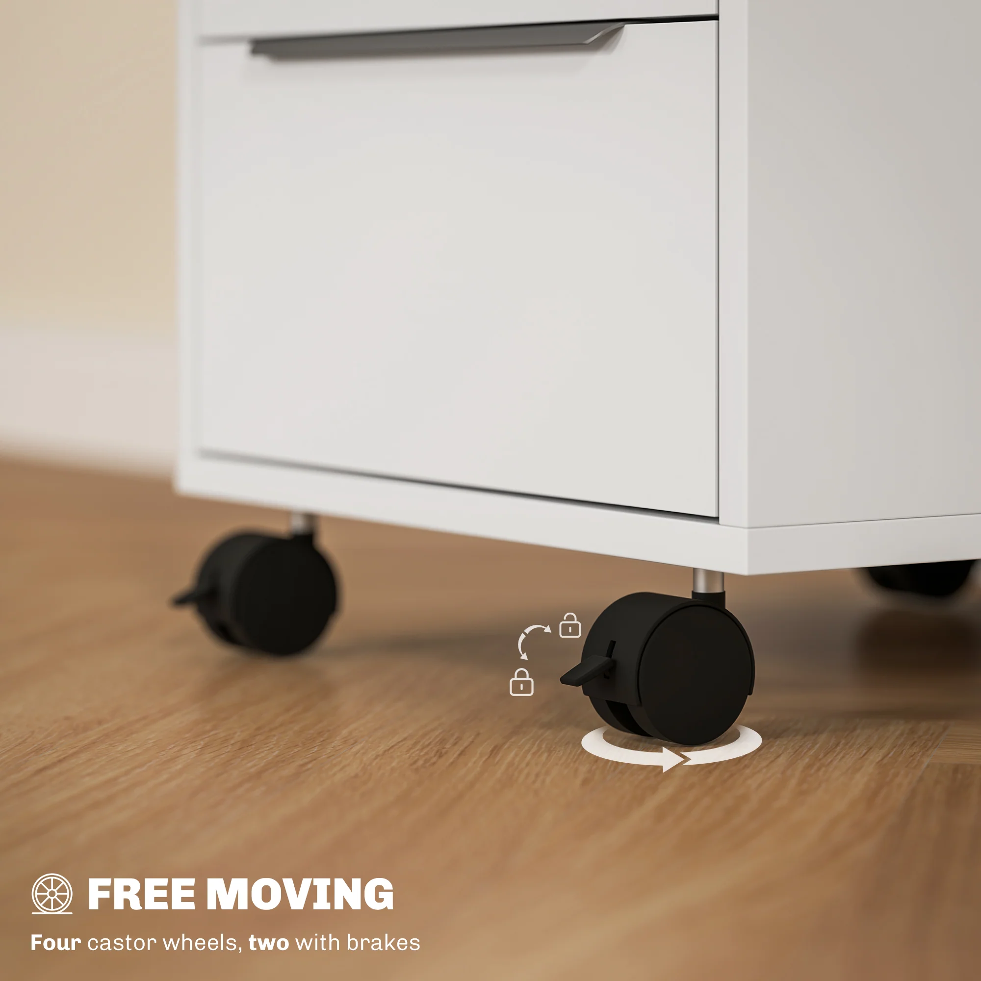HOMCOM Modern 3-Drawer Locking File Cabinet Mobile Filing Cabinet - Image 13