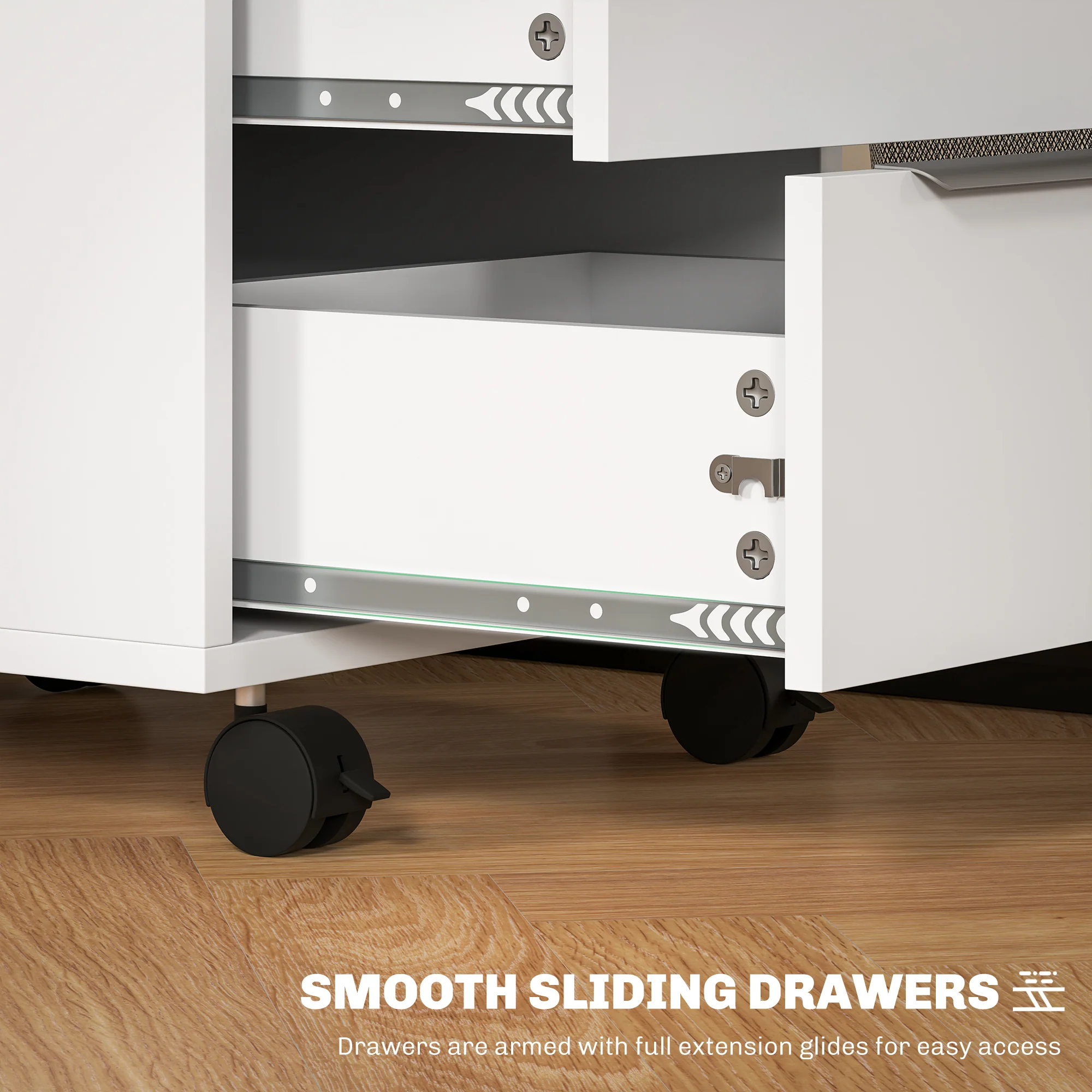 HOMCOM Modern 3-Drawer Locking File Cabinet Mobile Filing Cabinet - Image 15