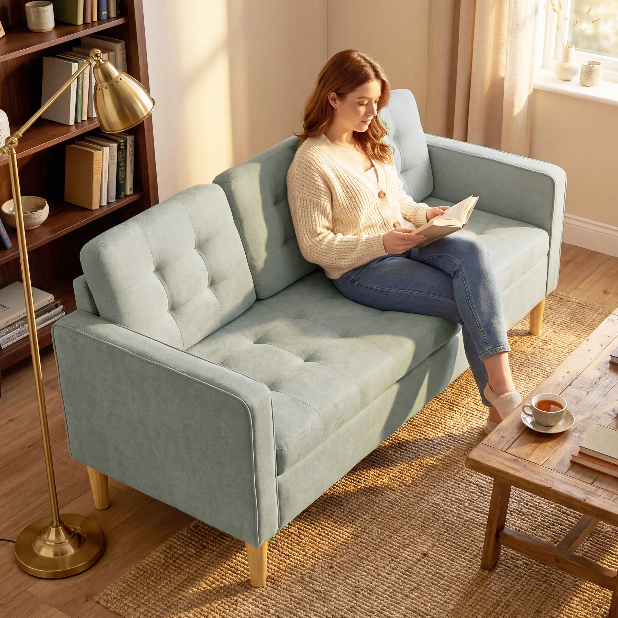 HOMCOM Modern 3 Seater Sofa with Hidden Storage and Rubber Wood Legs - Image 7