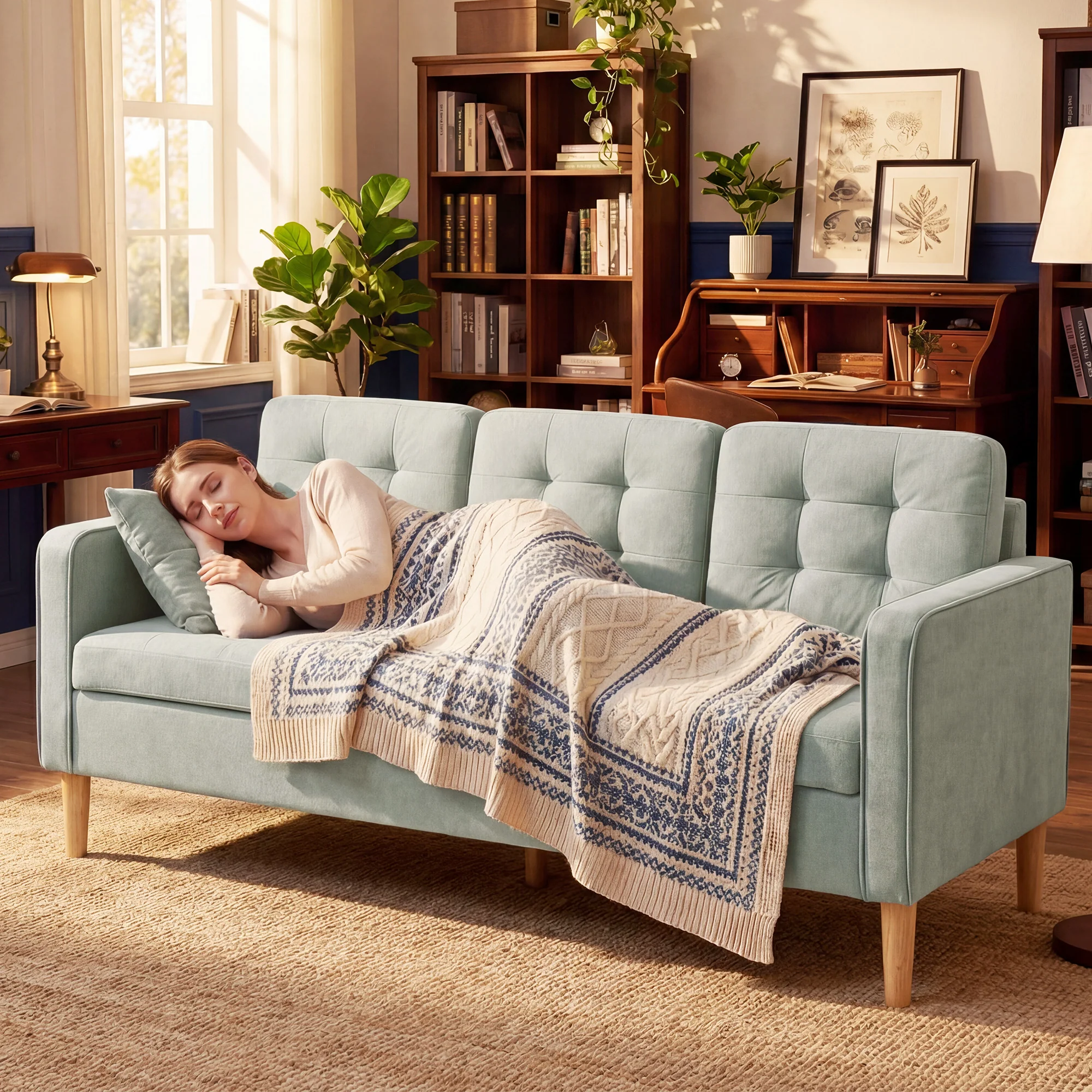 HOMCOM Modern 3 Seater Sofa with Hidden Storage and Rubber Wood Legs - Image 9
