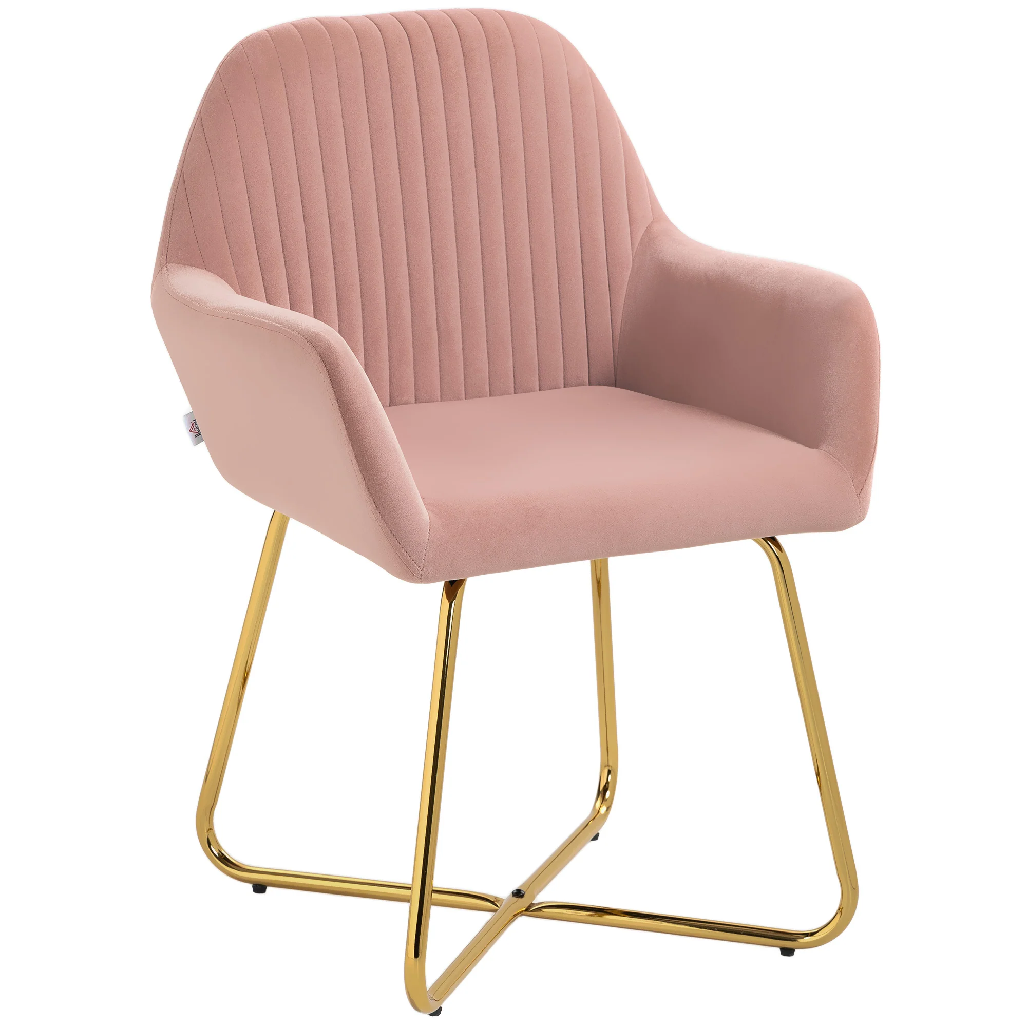 HOMCOM Modern Accent Chair Velvet-Touch Upholstered Armchair Pink/Cream