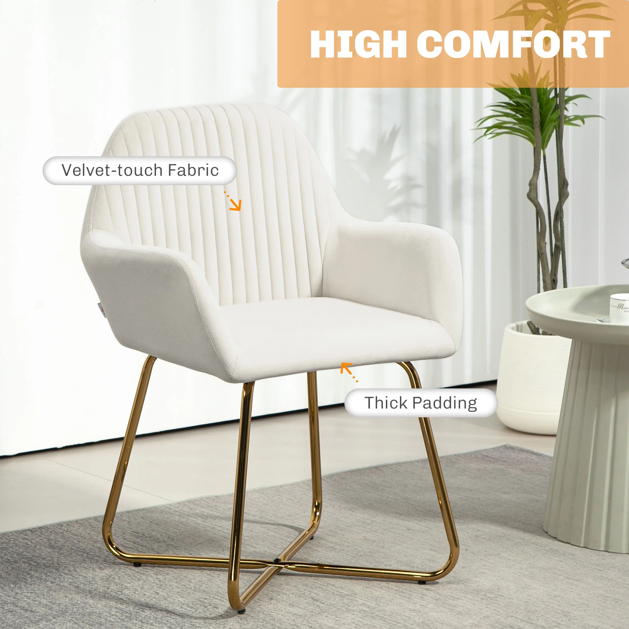 HOMCOM Modern Accent Chair Velvet-Touch Upholstered Armchair Pink/Cream - Image 13
