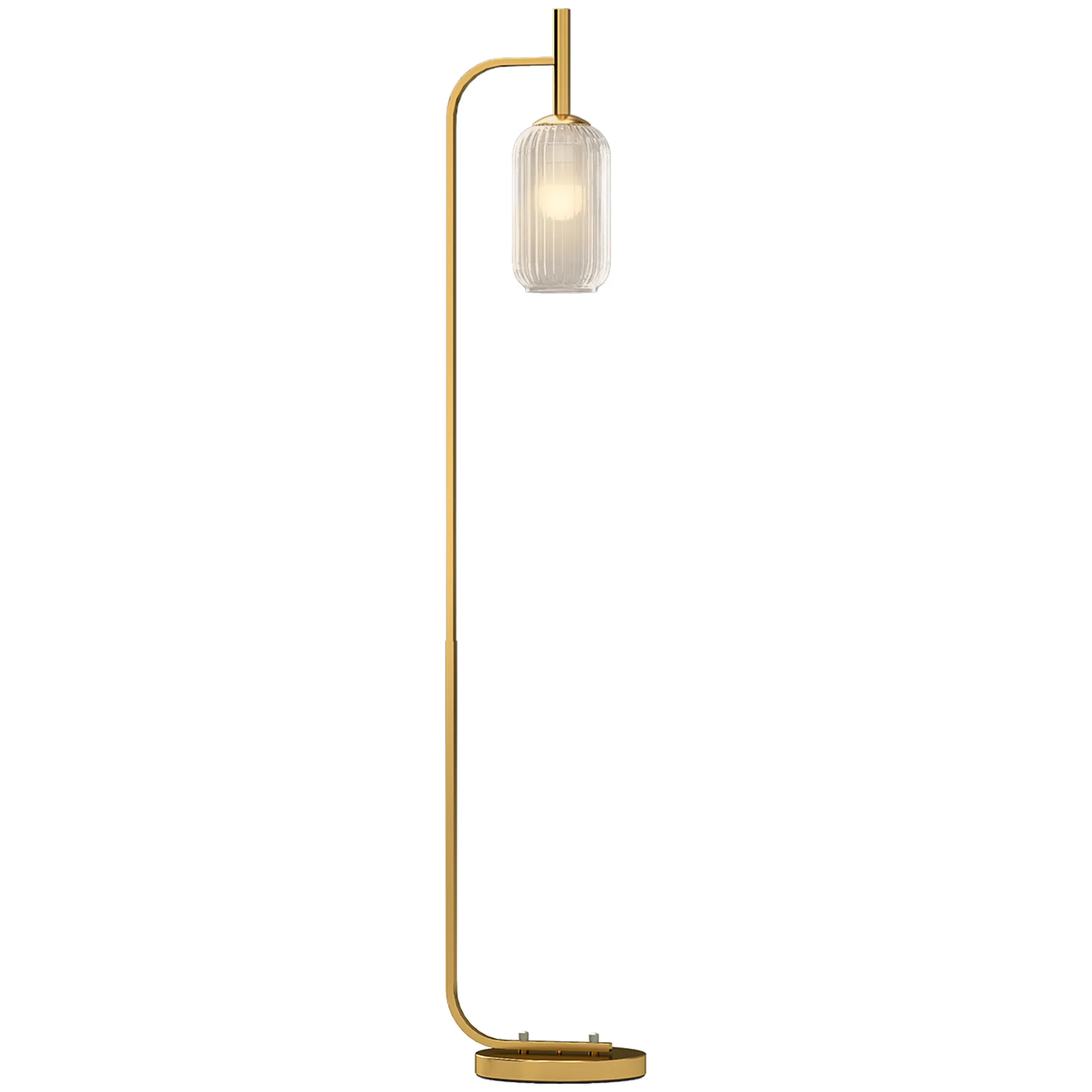 HOMCOM Modern Floor Lamp With Glass Lampshade, Foot Switch For Living Room - Image 10