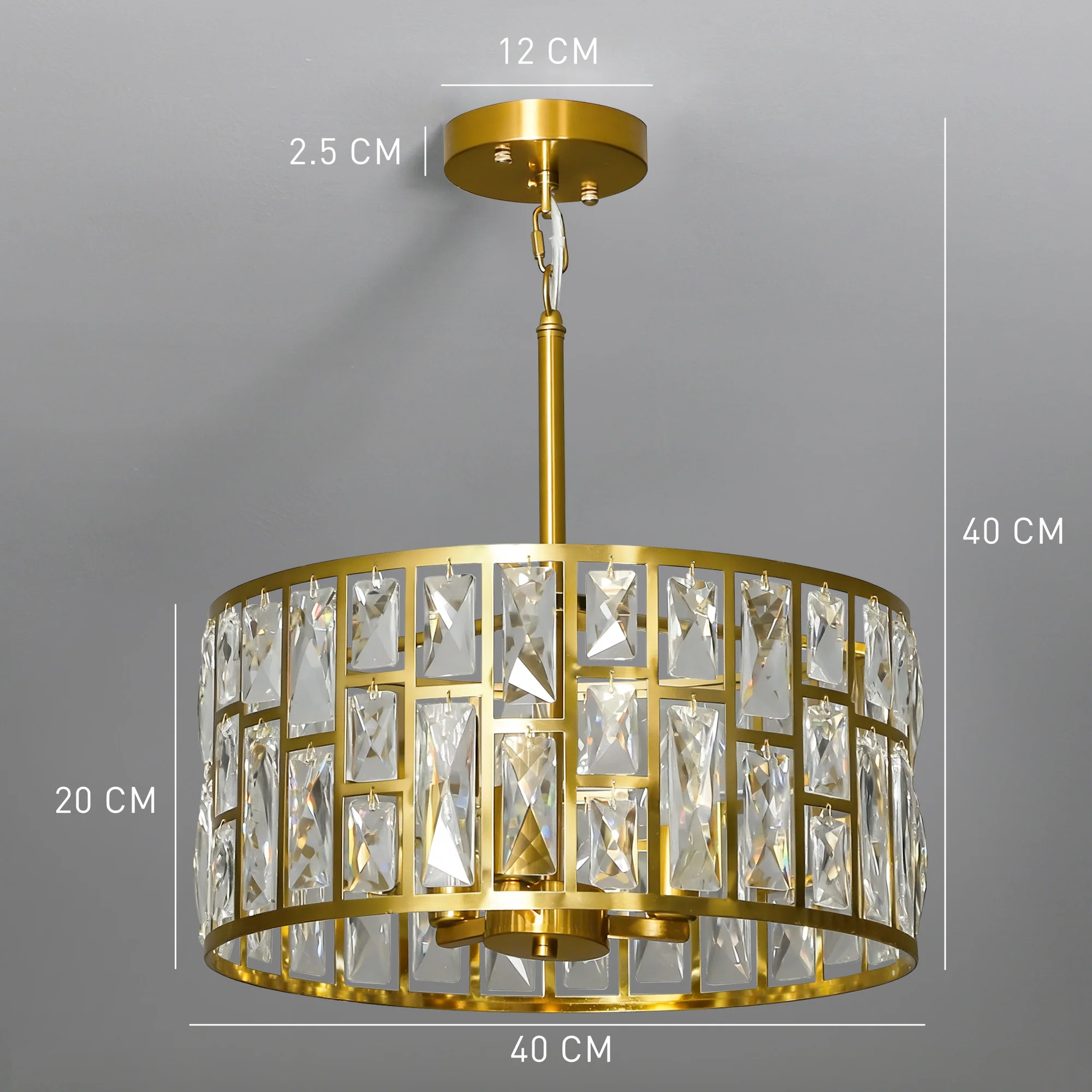 HOMCOM Modern Flush Mount Ceiling Light, Crystal Chandelier For Living Room - Image 5
