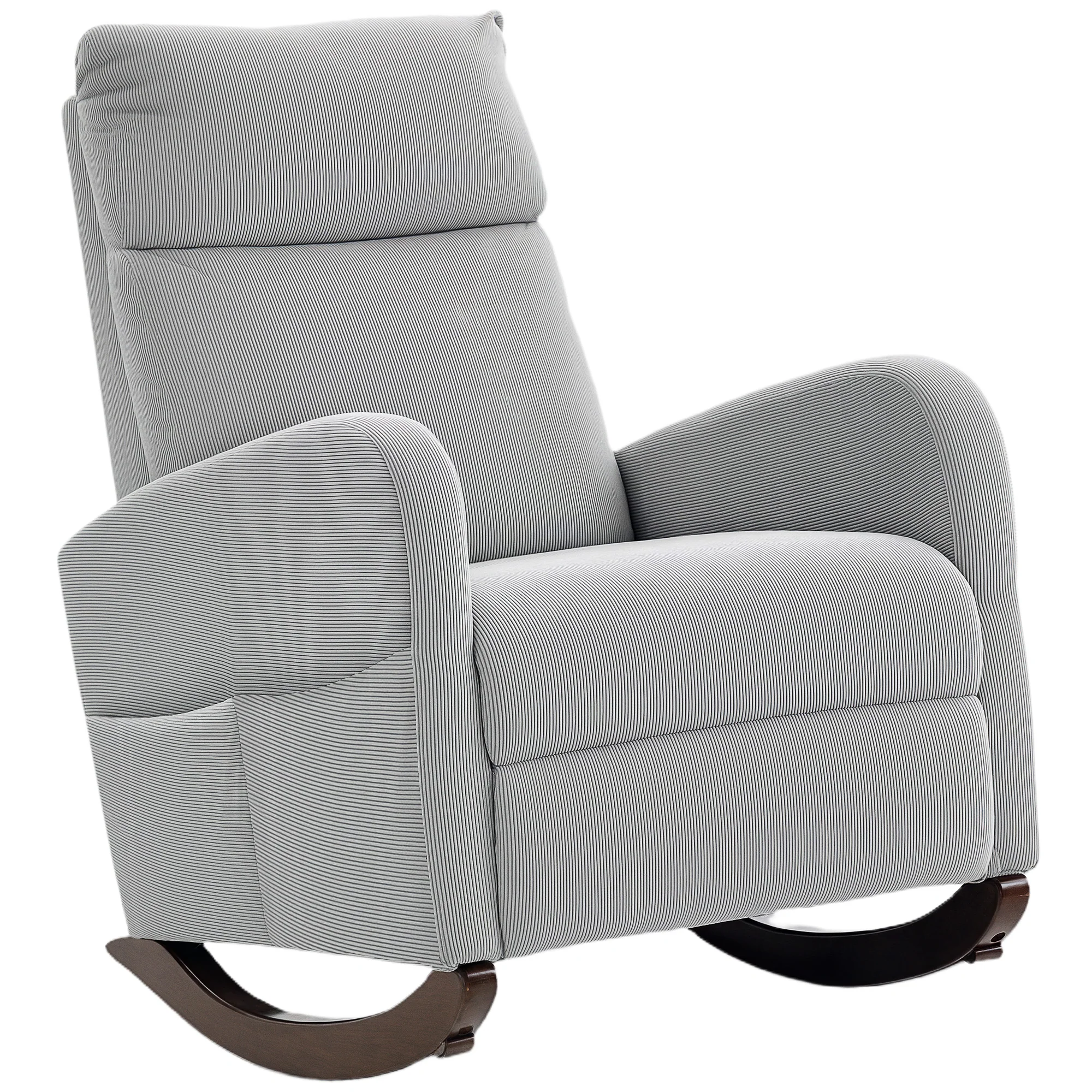 HOMCOM Modern High Back Corduroy Leisure Rocking Chair For Nursery, Grey