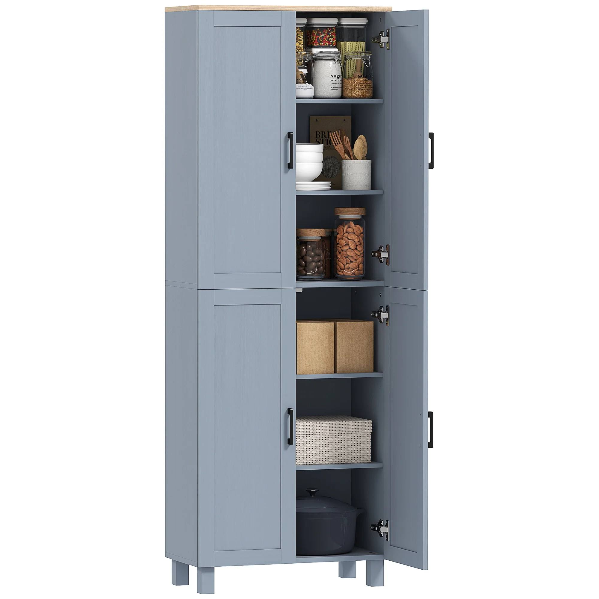 HOMCOM Modern Kitchen Cupboard Storage Cabinet with 4 Shelves - Image 10