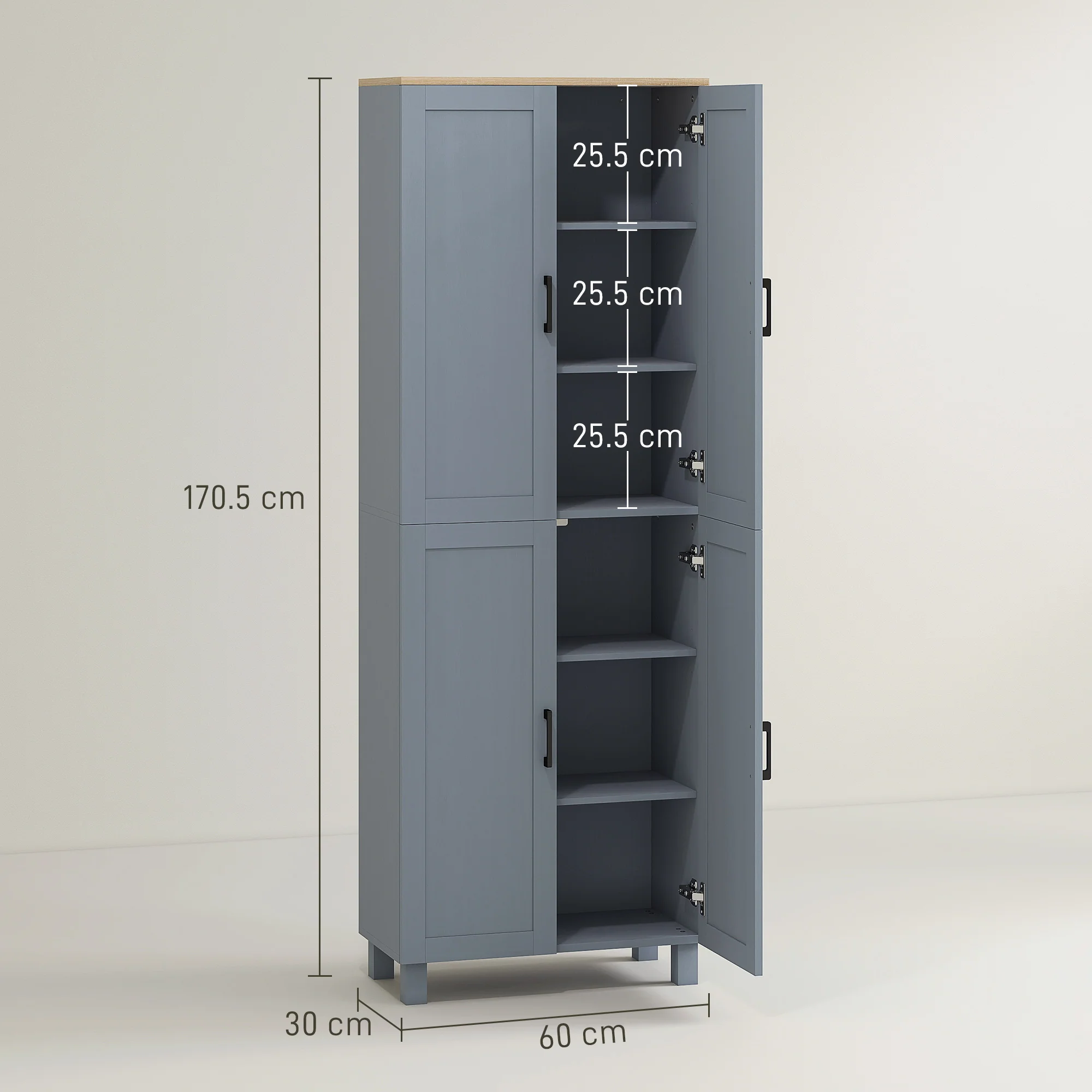 HOMCOM Modern Kitchen Cupboard Storage Cabinet with 4 Shelves - Image 14