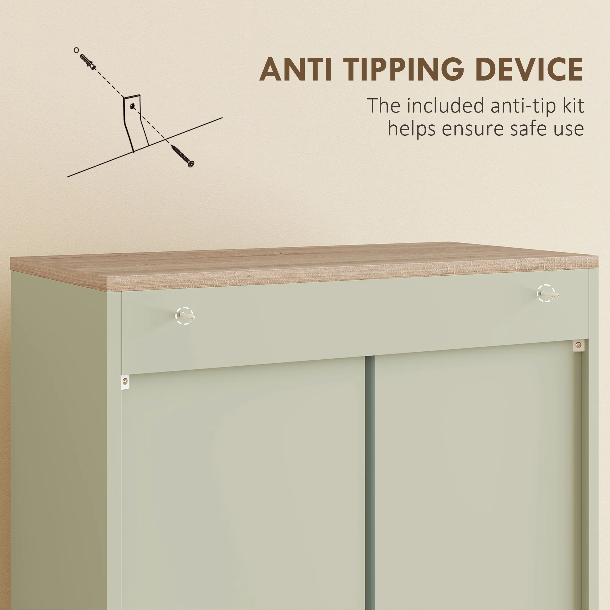 HOMCOM Modern Kitchen Cupboard Storage Cabinet with 6 Shelves, Green - Image 6