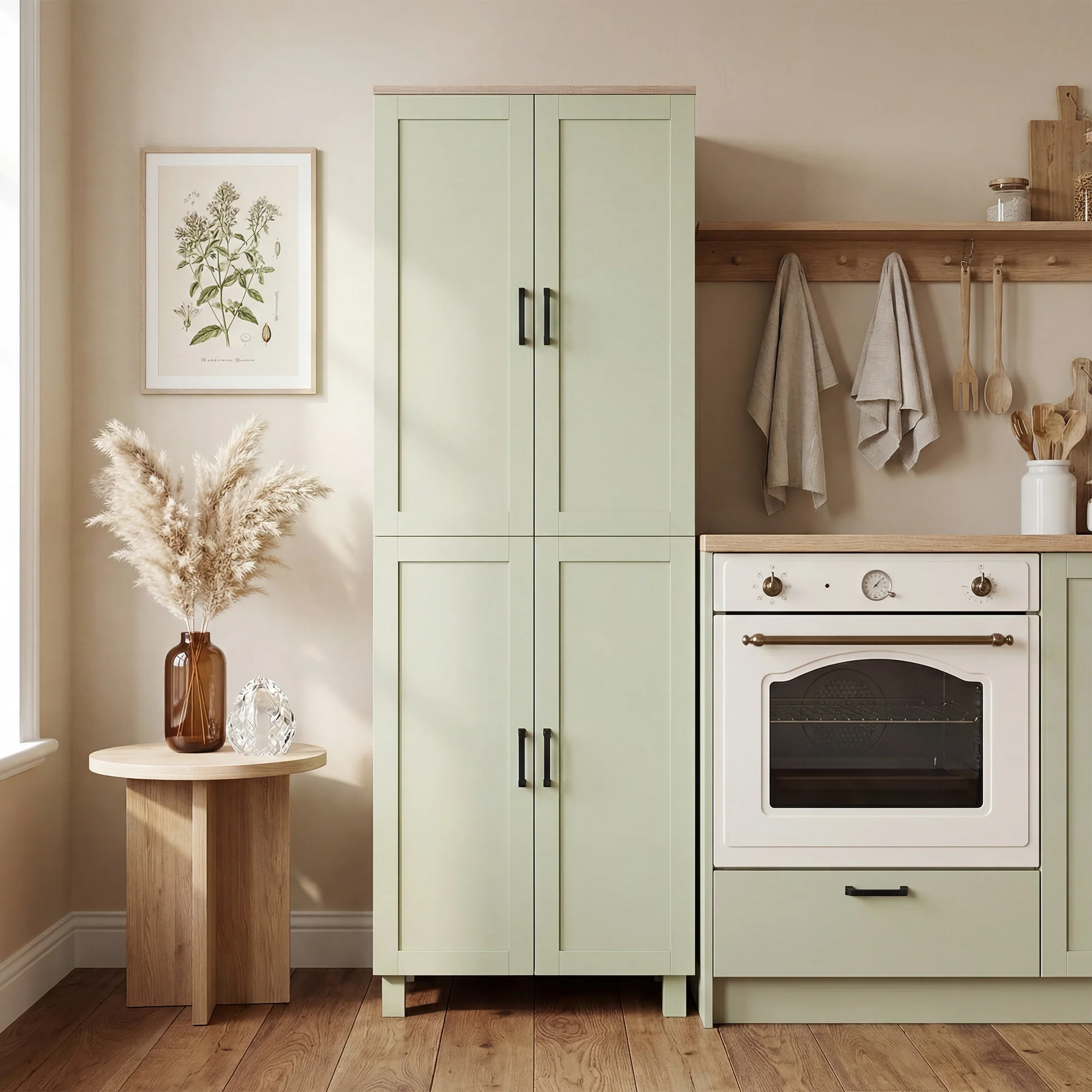 HOMCOM Modern Kitchen Cupboard Storage Cabinet with 6 Shelves, Green - Image 9