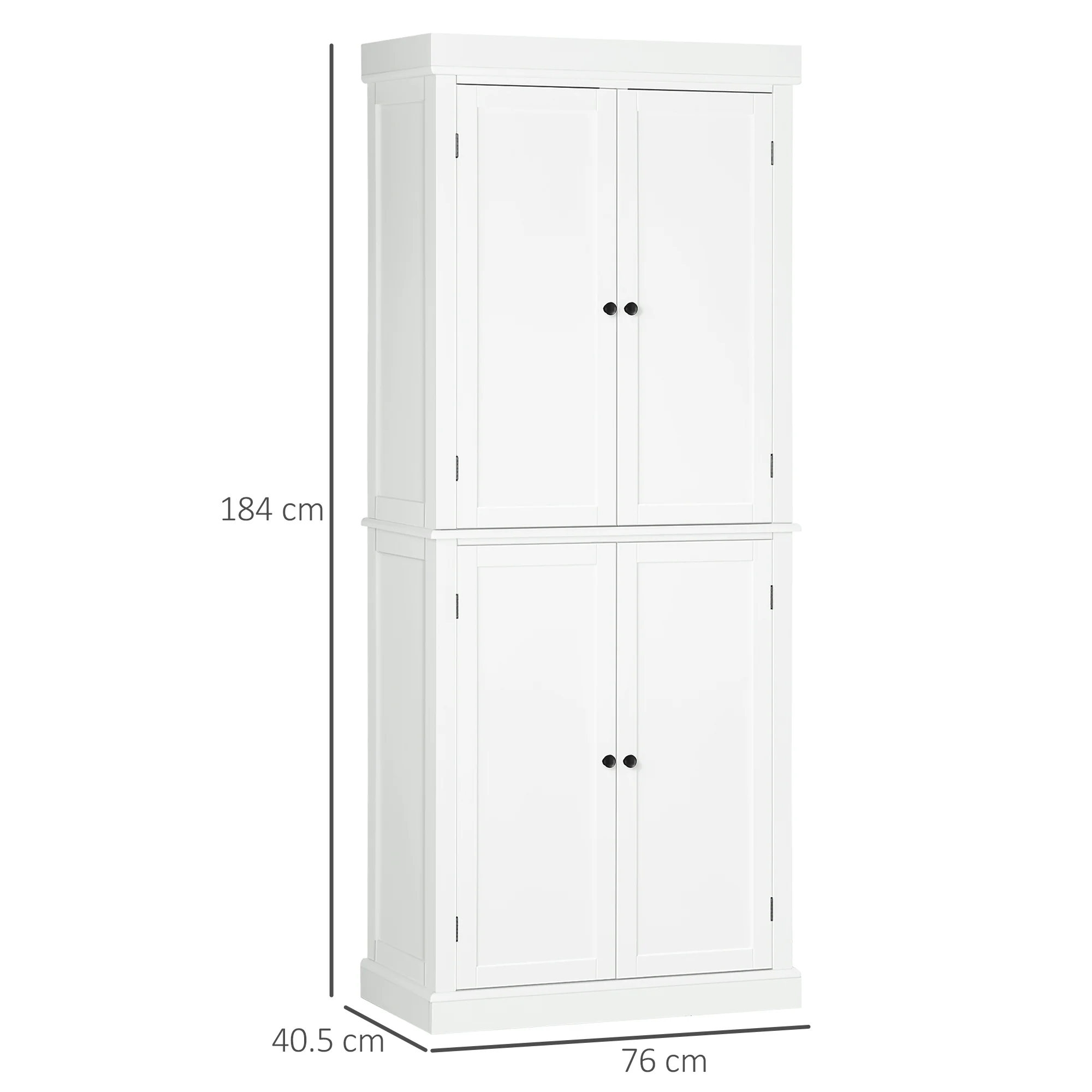 HOMCOM Modern Kitchen Storage Cabinet, 6-Tier Shelves W/ 4 Adjustable, White - Image 5