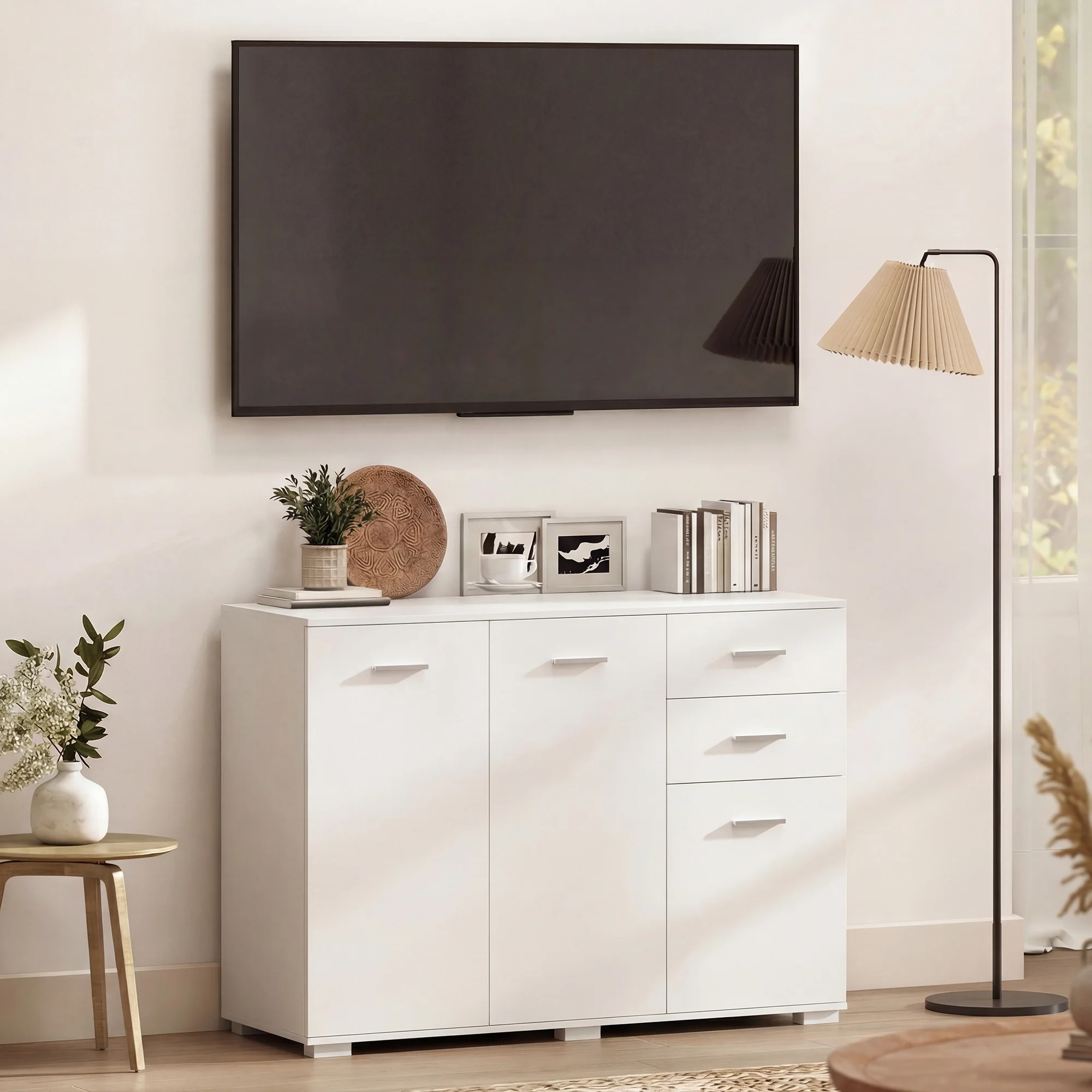HOMCOM Modern Sideboard Kitchen Storage Cabinet, White - Image 7