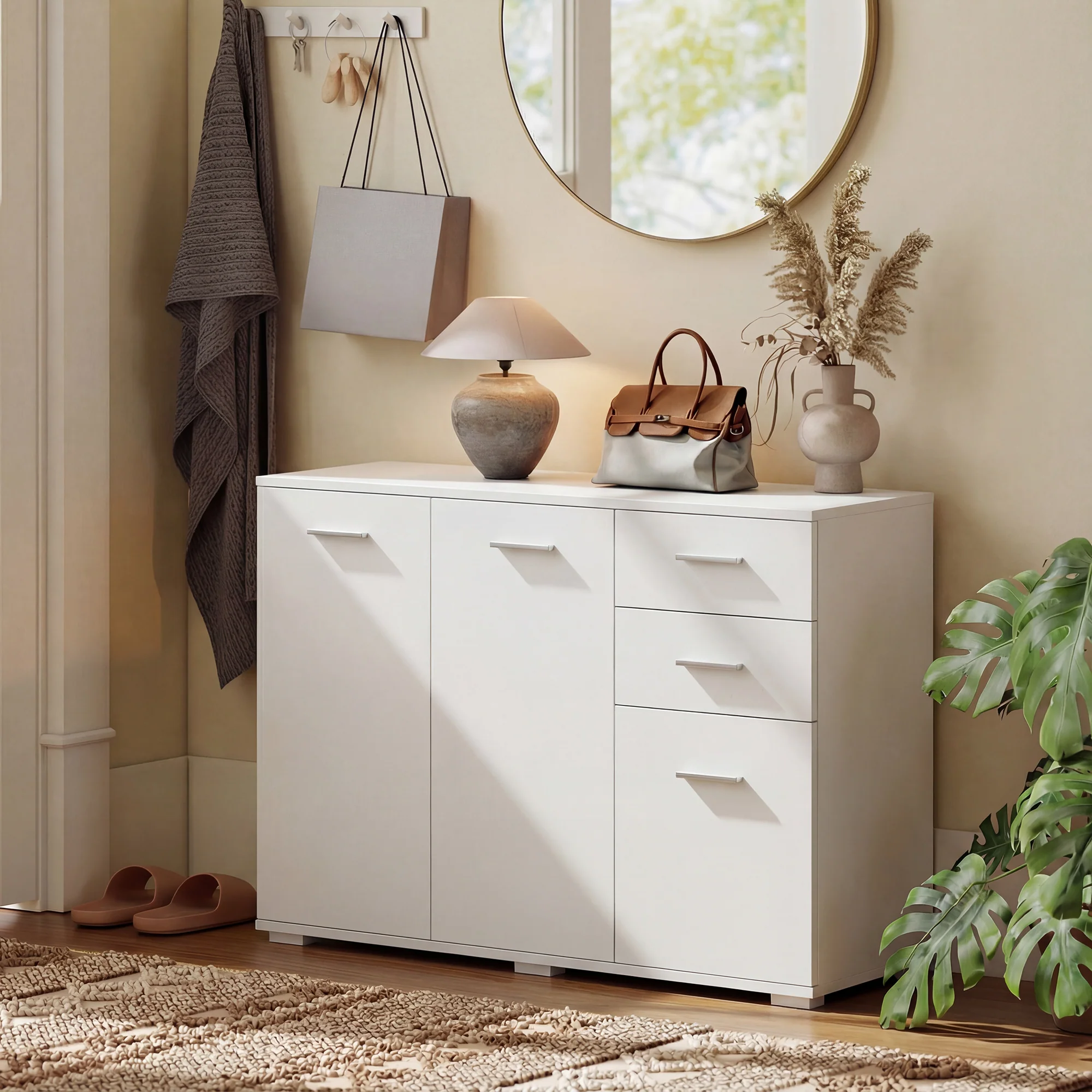 HOMCOM Modern Sideboard Kitchen Storage Cabinet, White - Image 9
