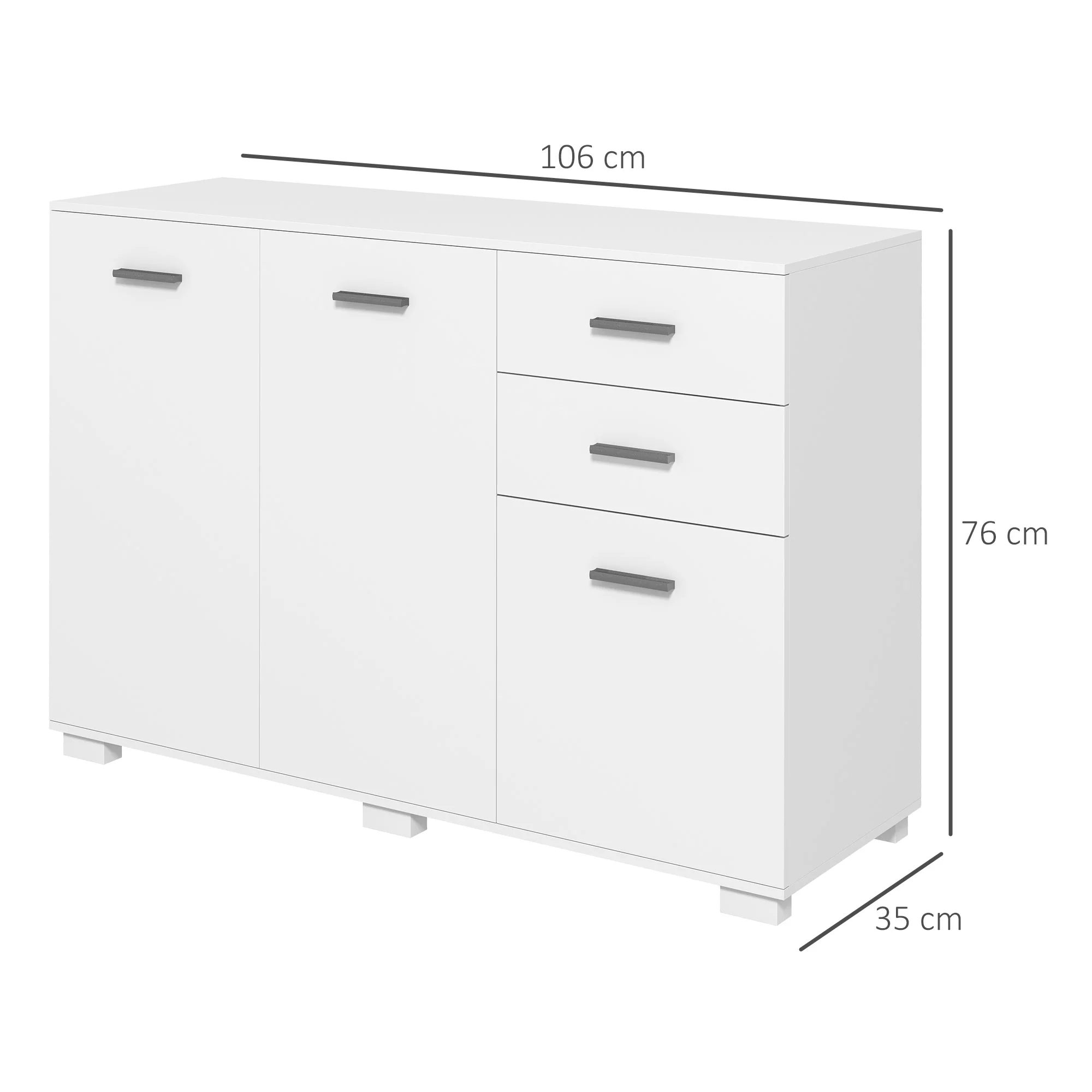 HOMCOM Modern Sideboard Kitchen Storage Cabinet with 2 Drawers and Shelves - Image 5