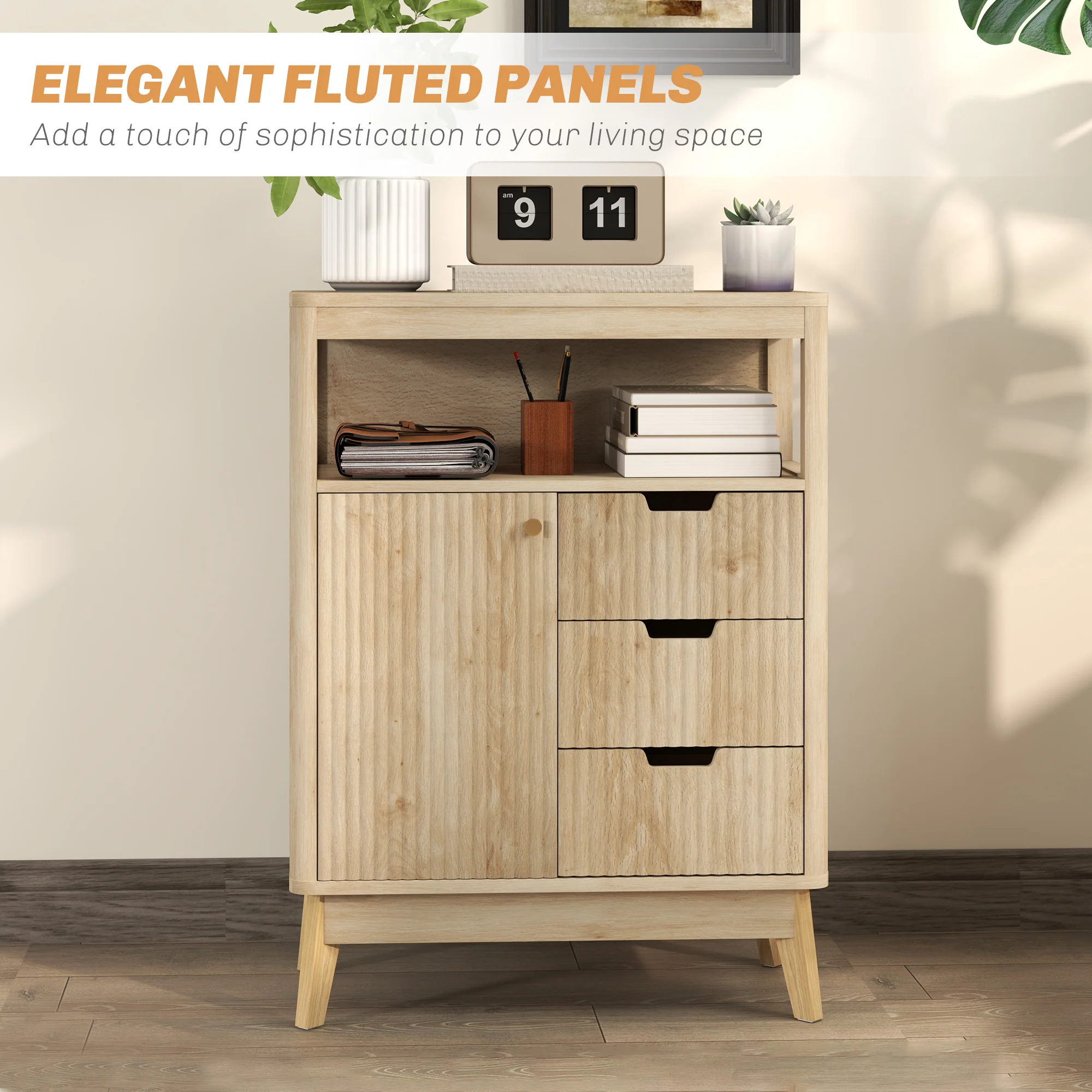 HOMCOM Modern Sideboard Storage Cabinet for Living Room Dining Room Bedroom - Image 3