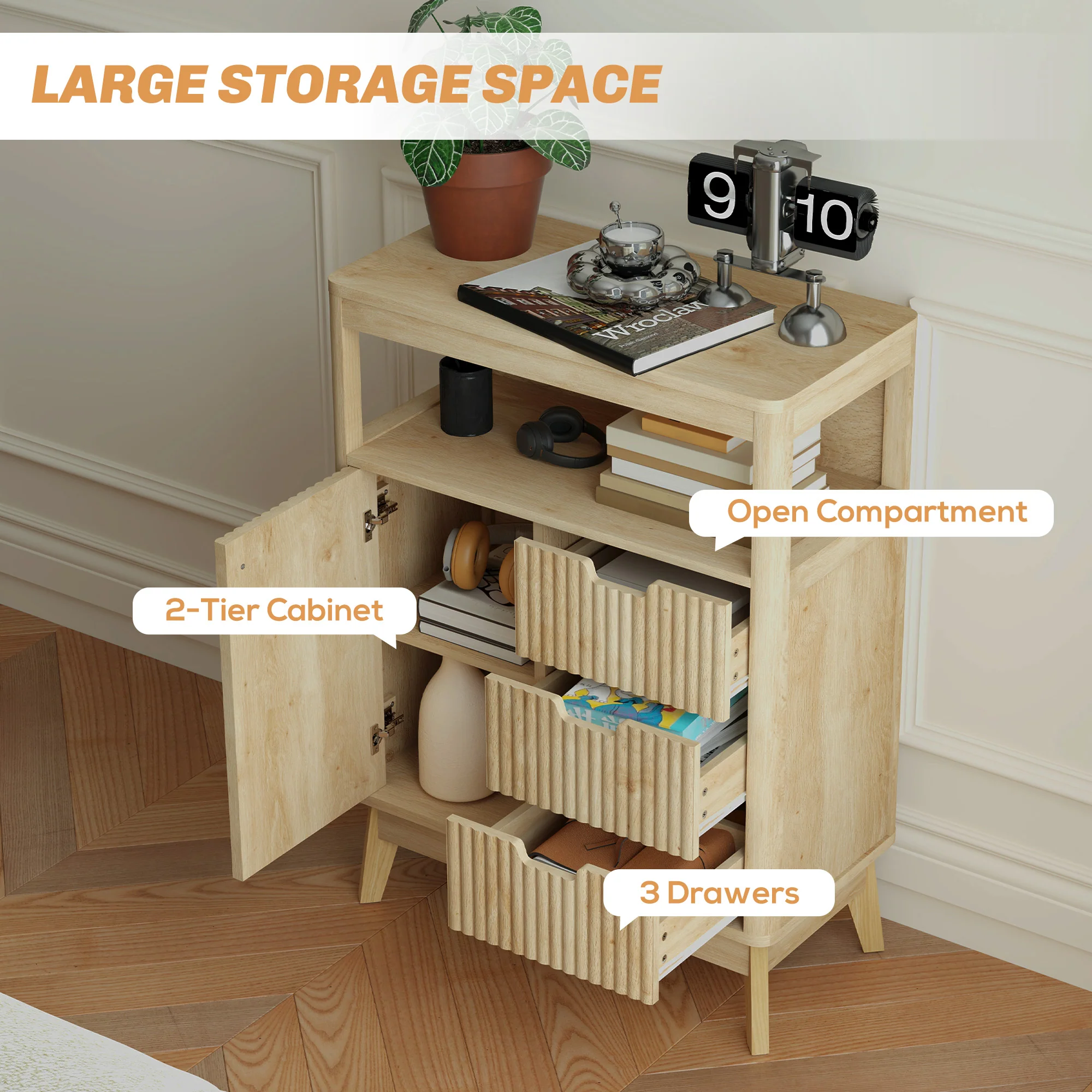 HOMCOM Modern Sideboard Storage Cabinet for Living Room Dining Room Bedroom - Image 4