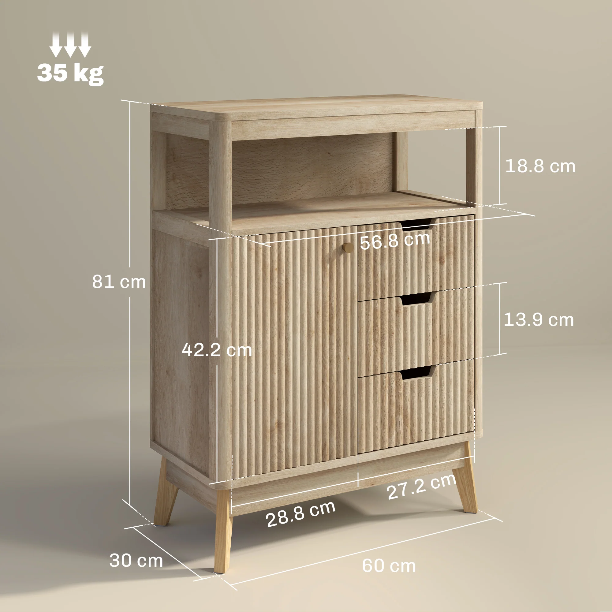 HOMCOM Modern Sideboard Storage Cabinet for Living Room Dining Room Bedroom - Image 5