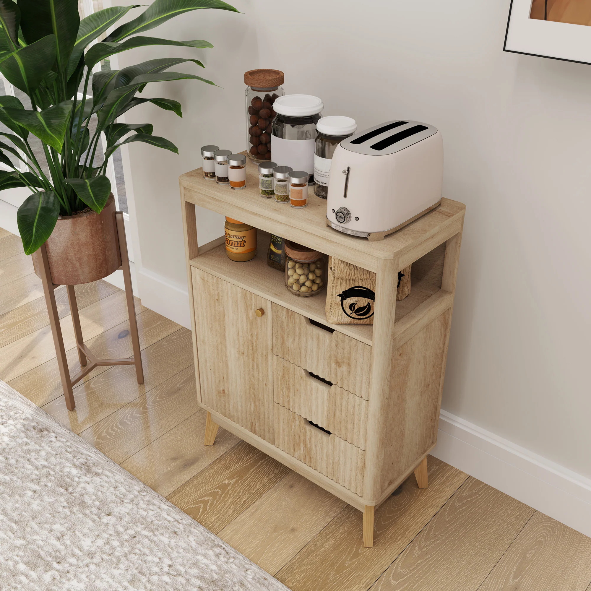 HOMCOM Modern Sideboard Storage Cabinet for Living Room Dining Room Bedroom - Image 9