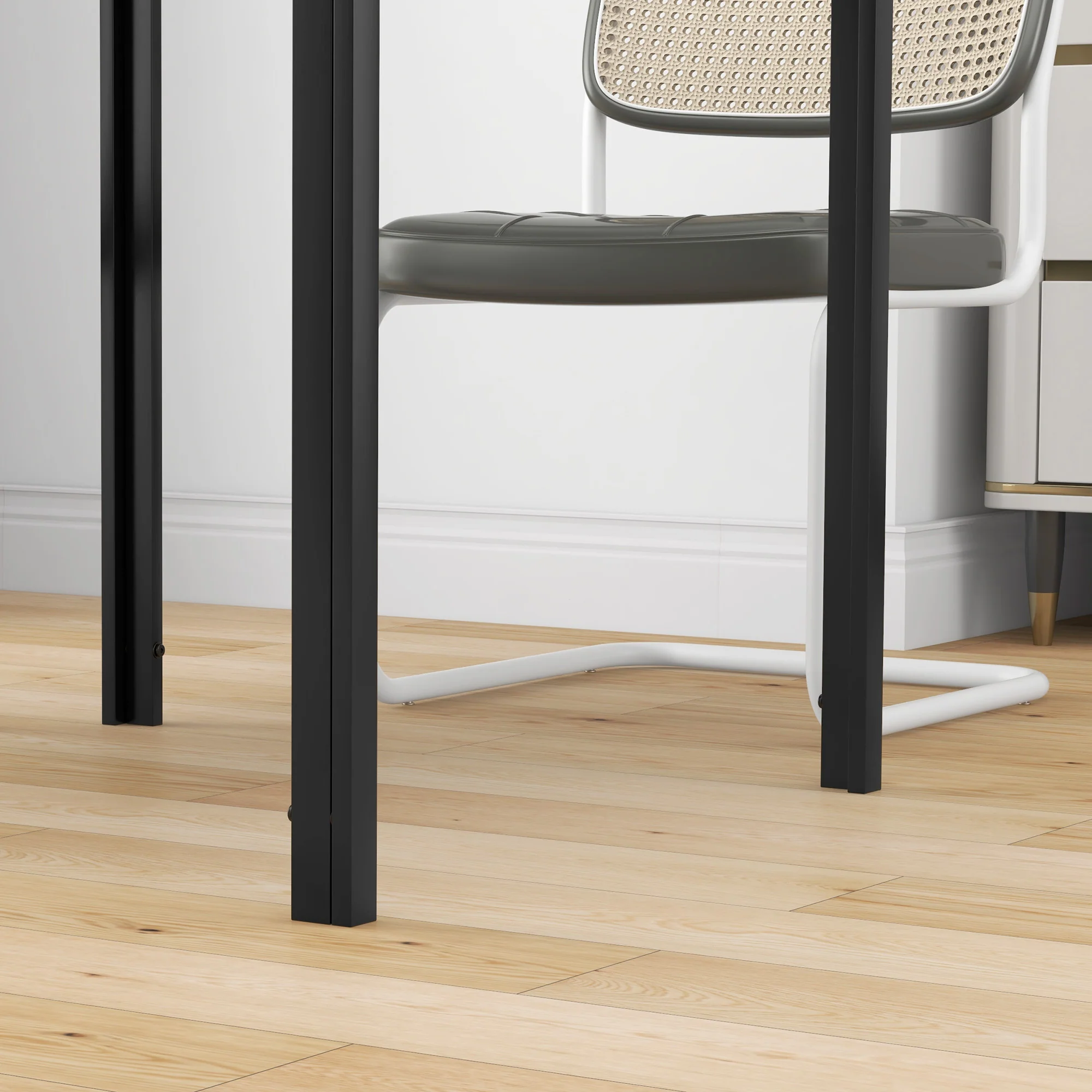 HOMCOM Modern Square Dining Table with Tempered Glass Top Metal Legs - Image 8