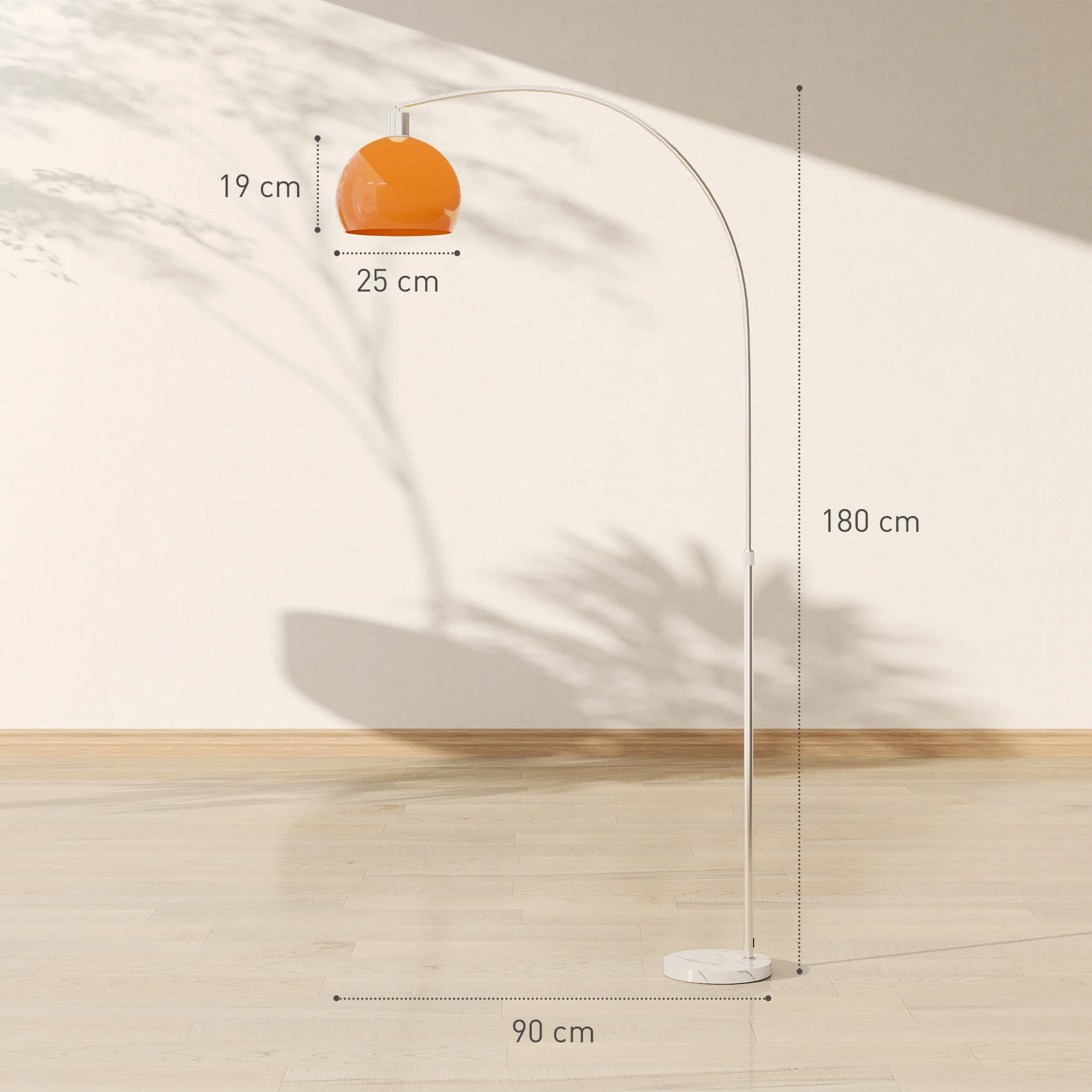 HOMCOM Modern Standing Lamp with Shade & Foot Switch, Orange - Image 5