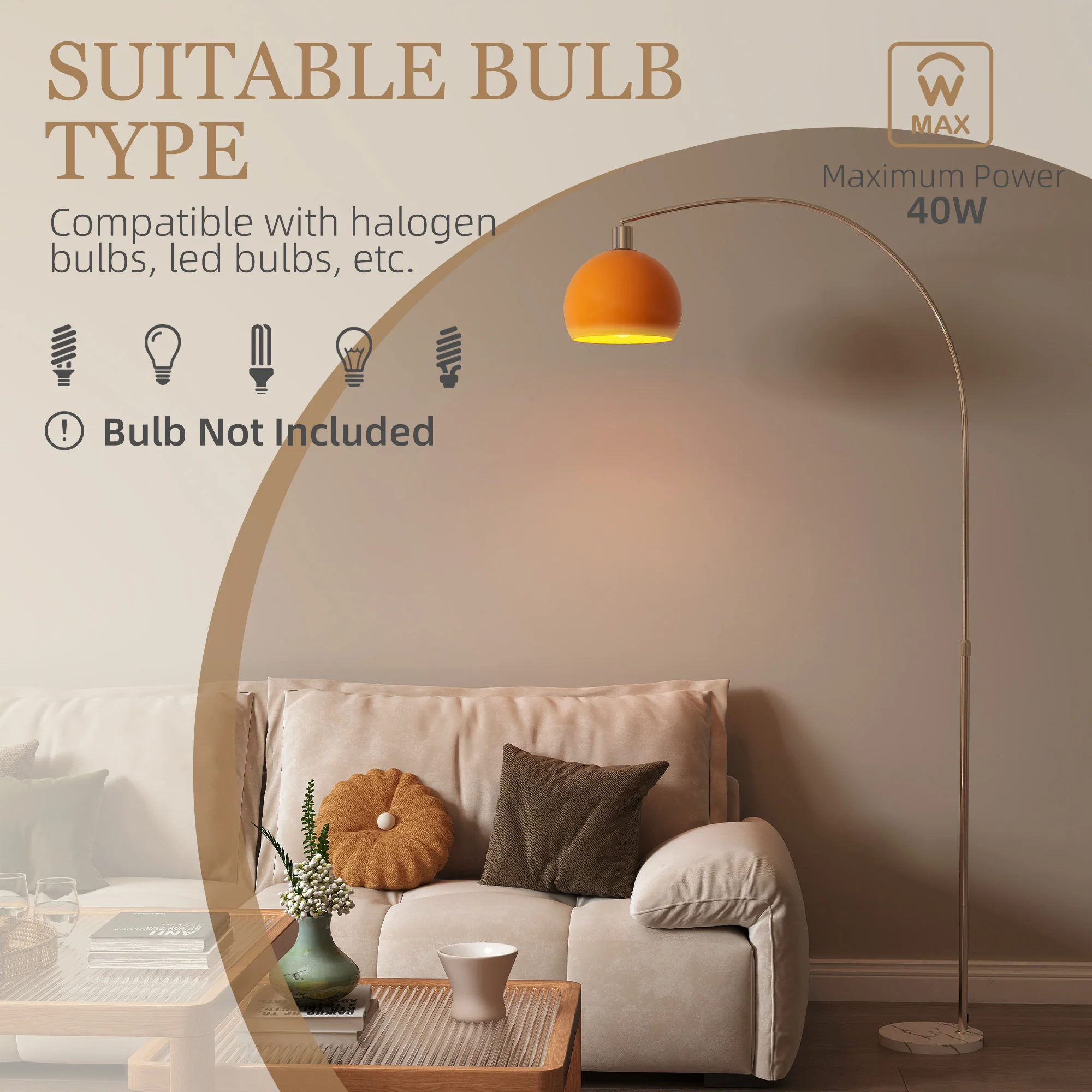 HOMCOM Modern Standing Lamp with Shade & Foot Switch, Orange - Image 6