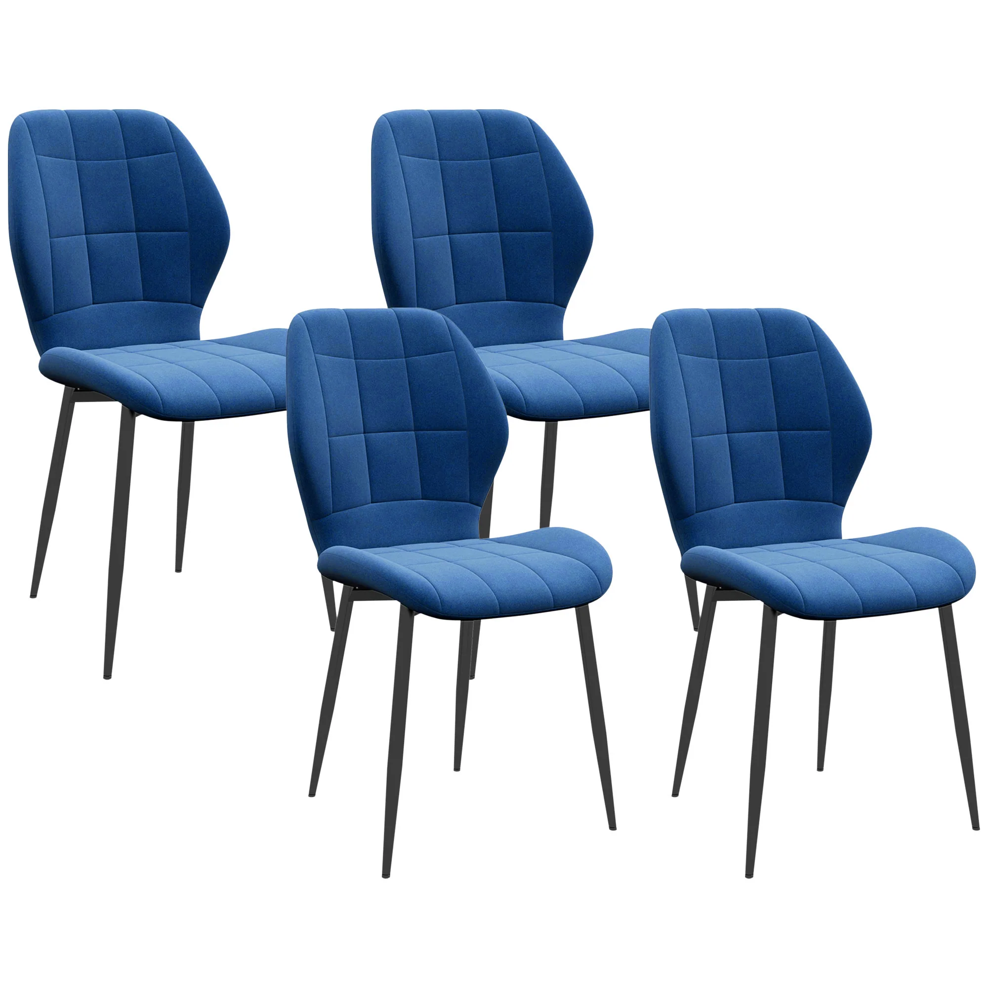 HOMCOM Modern Style Kitchen Chairs Set Of 4 With Flannel Upholstered, Light Grey - Image 10