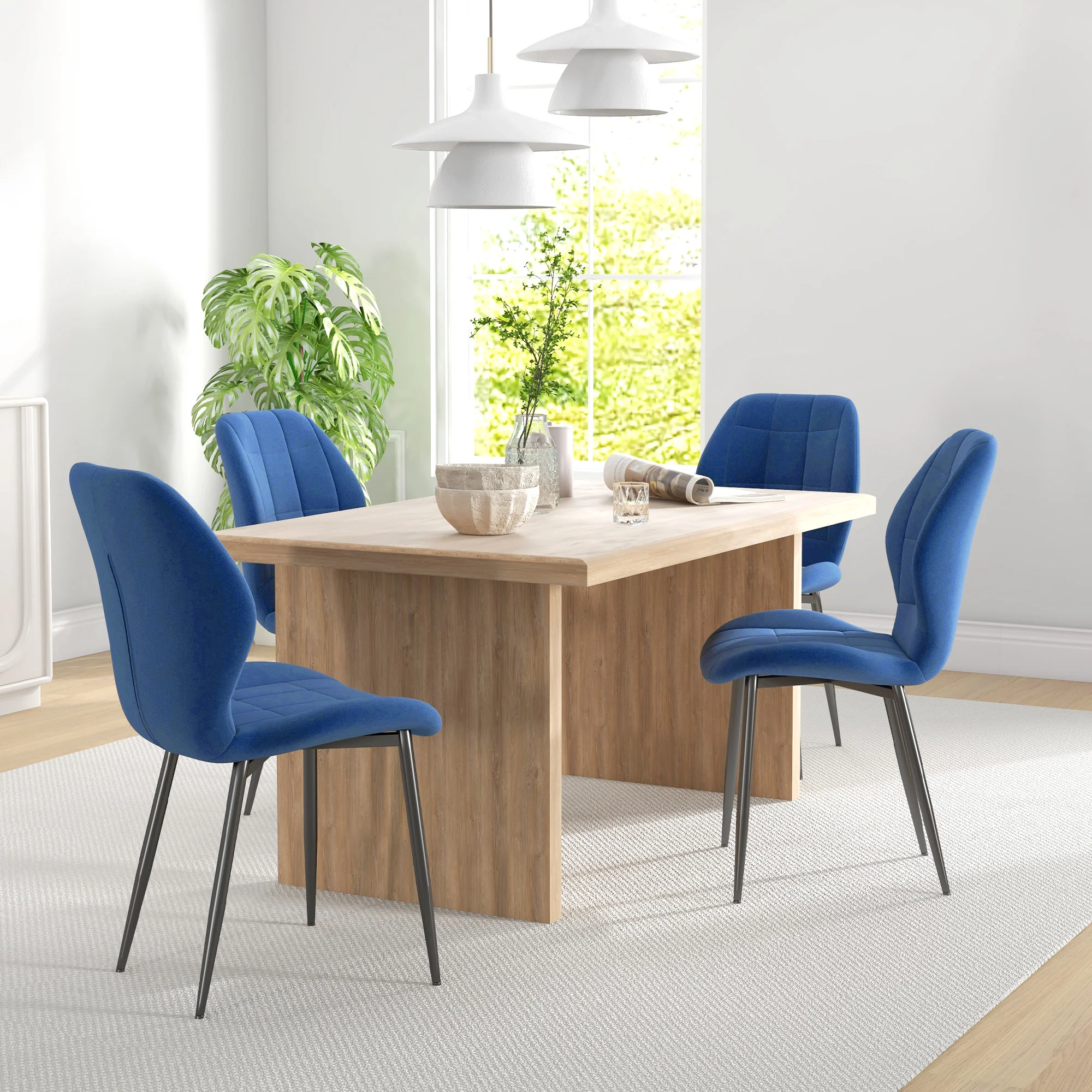 HOMCOM Modern Style Kitchen Chairs Set Of 4 With Flannel Upholstered, Light Grey - Image 11