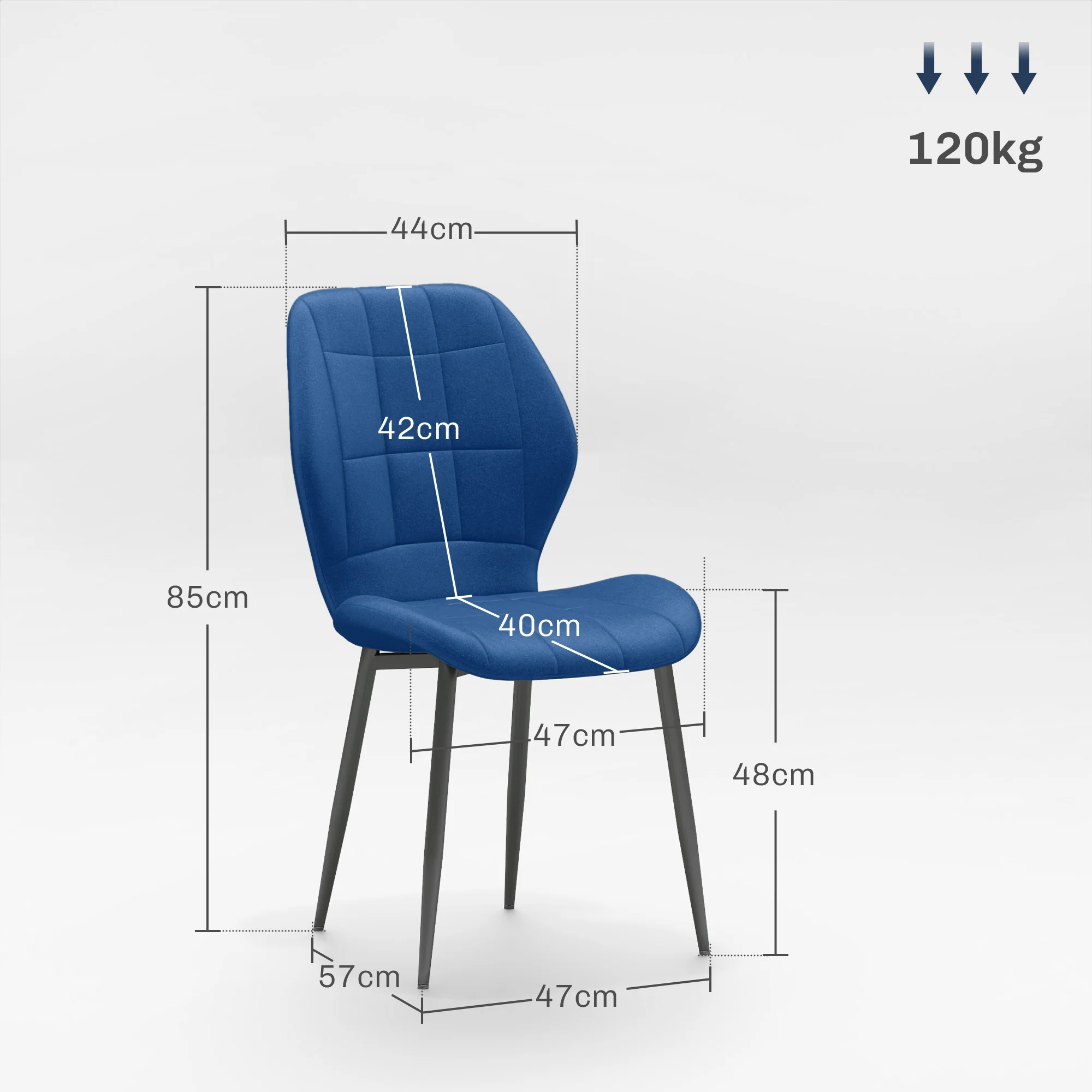 HOMCOM Modern Style Kitchen Chairs Set Of 4 With Flannel Upholstered, Light Grey - Image 14